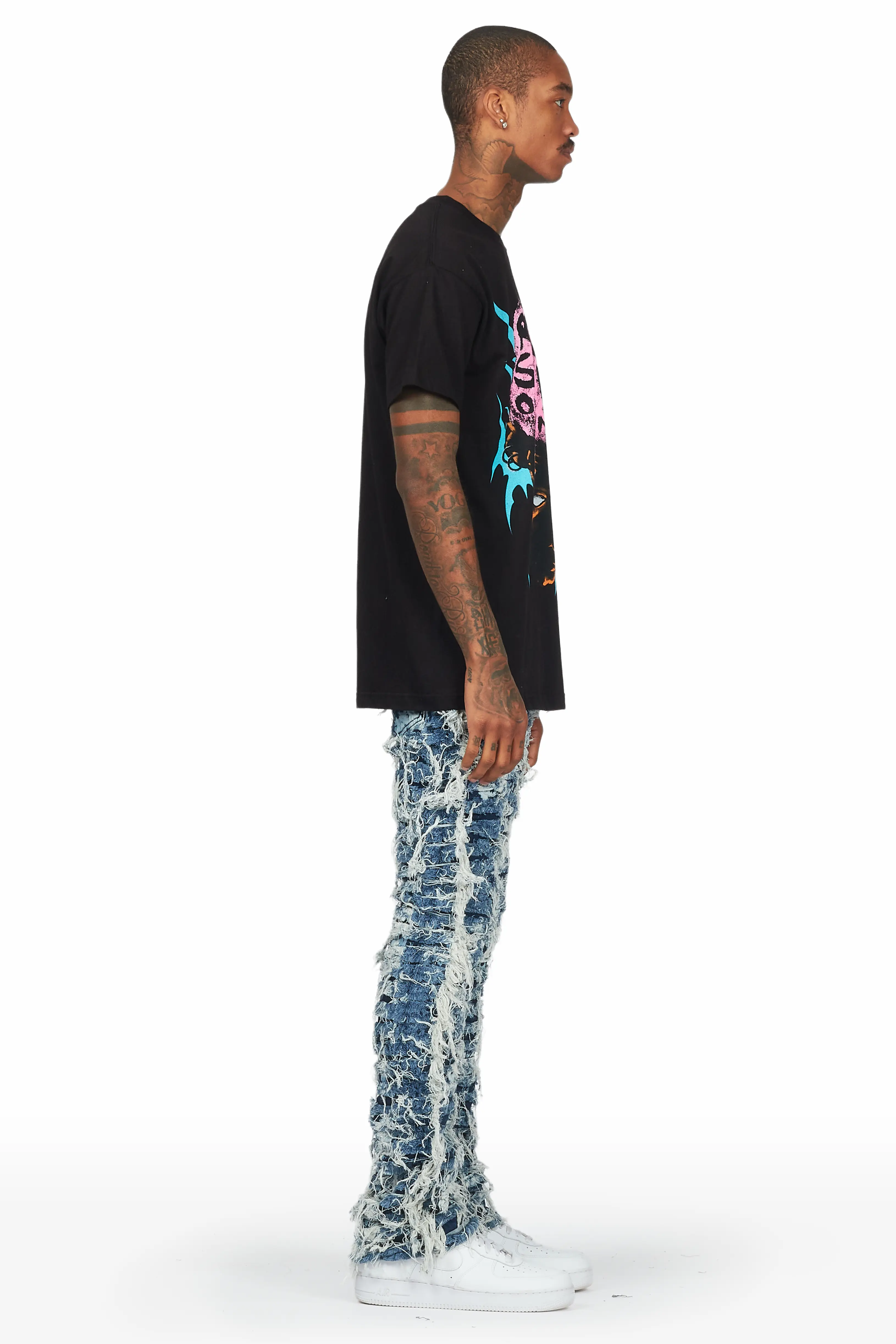 Bossko Blue Stacked Flare Jean - Image 4