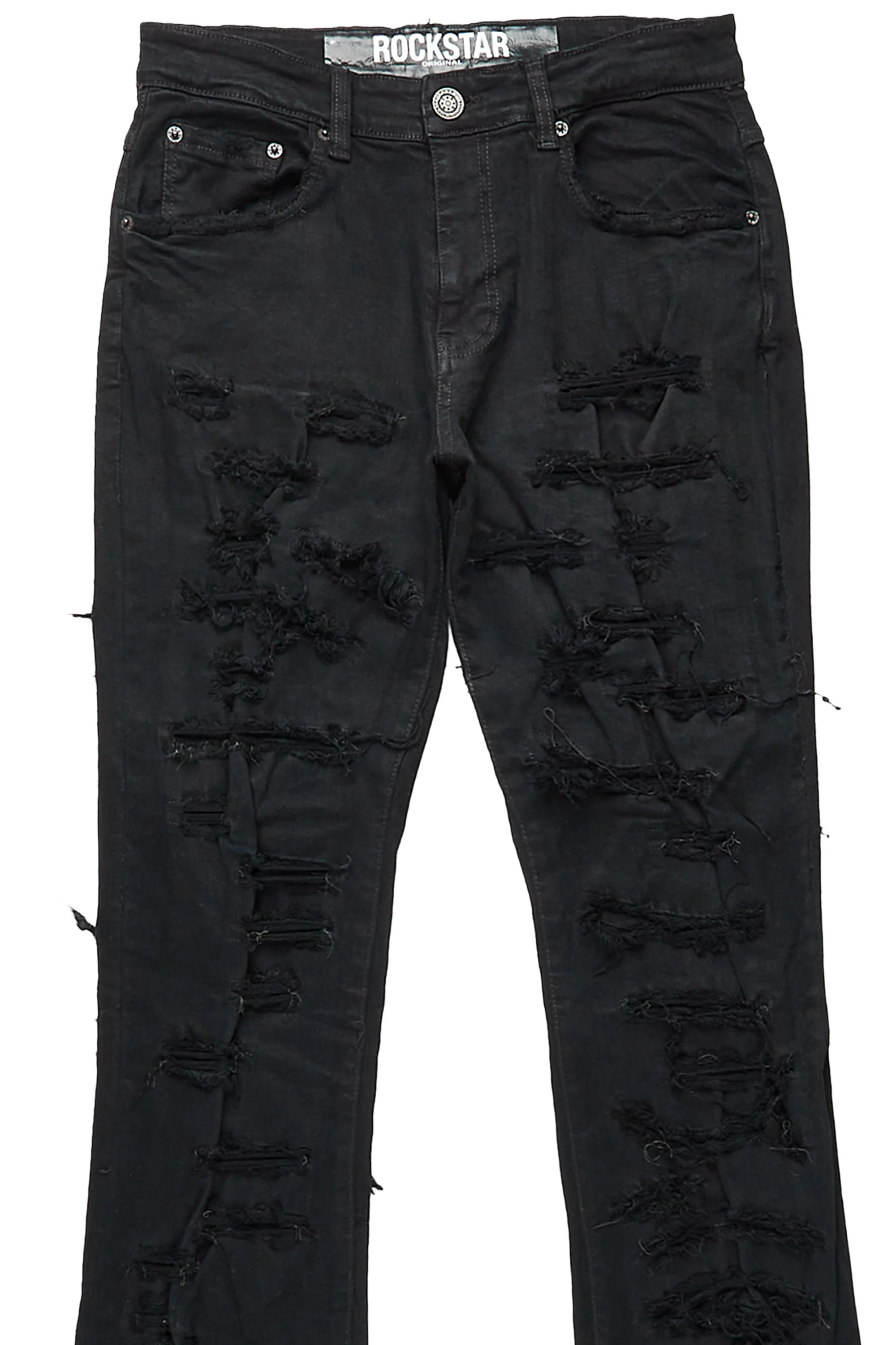 Malyk Jet Black Stacked Flare Jean - Image 3