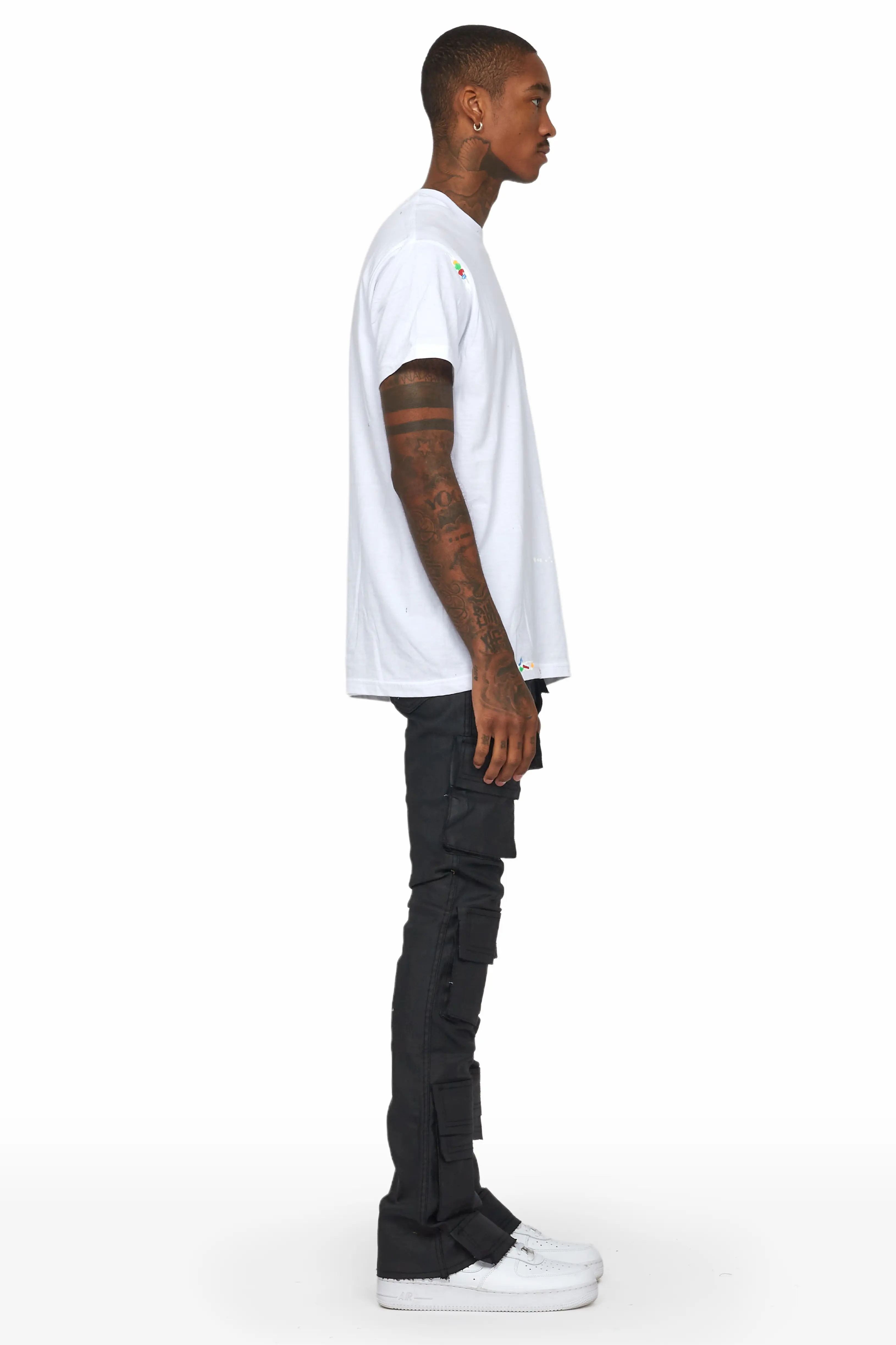 Zander Black Stacked Flare Cargo Jean - Image 4