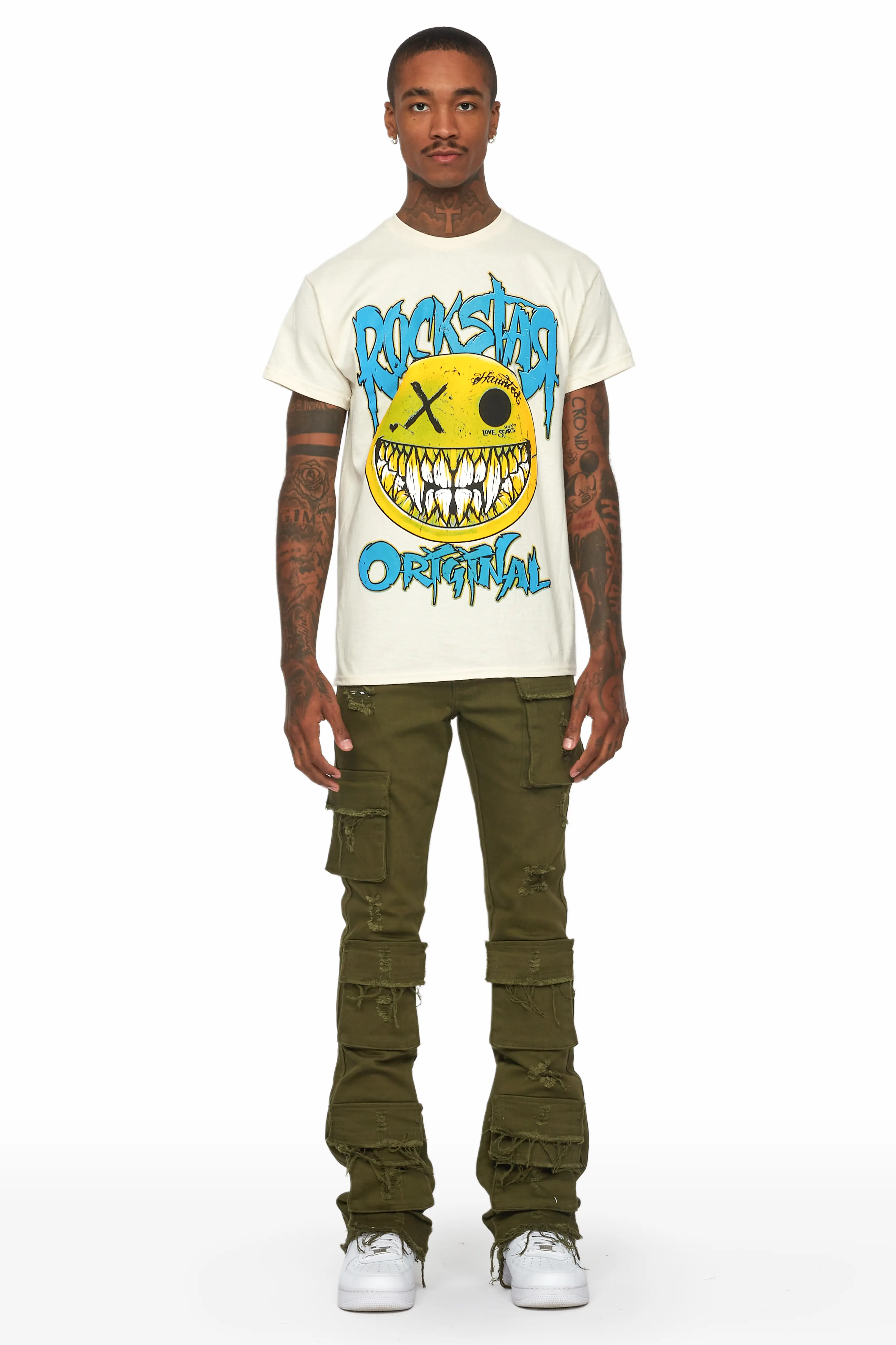 Zander Green Stacked Flare Cargo Jean - Image 3