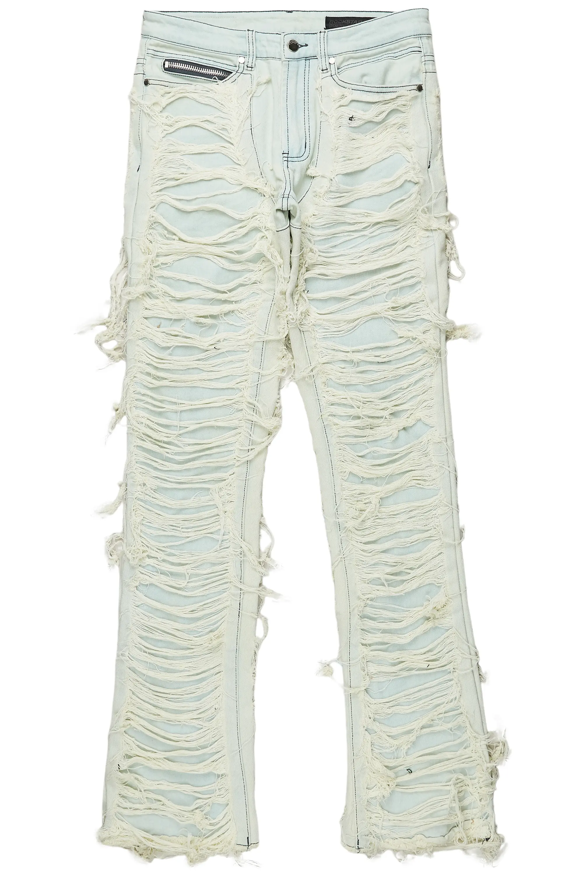 Conrad Light Blue Stacked Flare Jean - Image 2