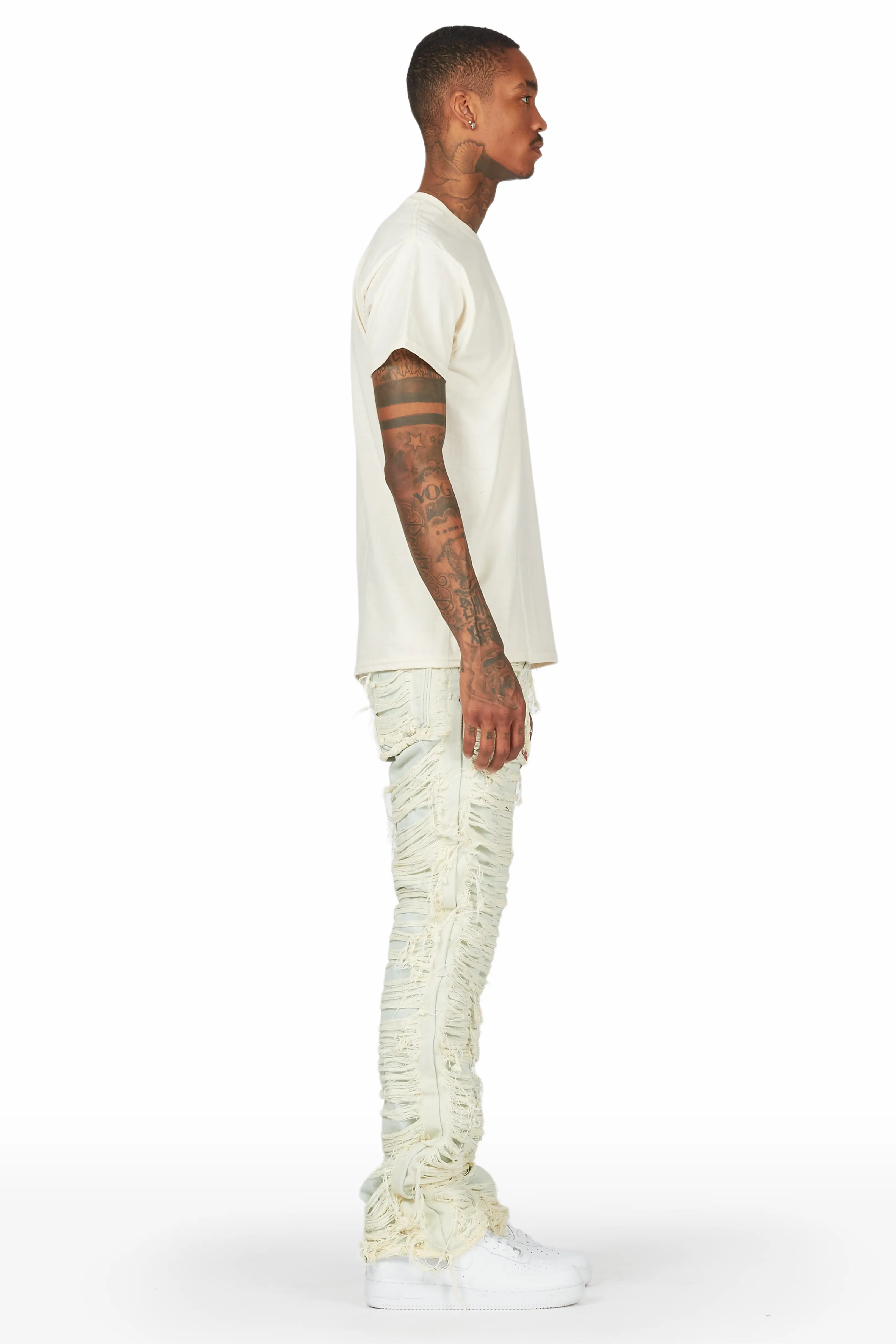 Conrad Light Blue Stacked Flare Jean - Image 4