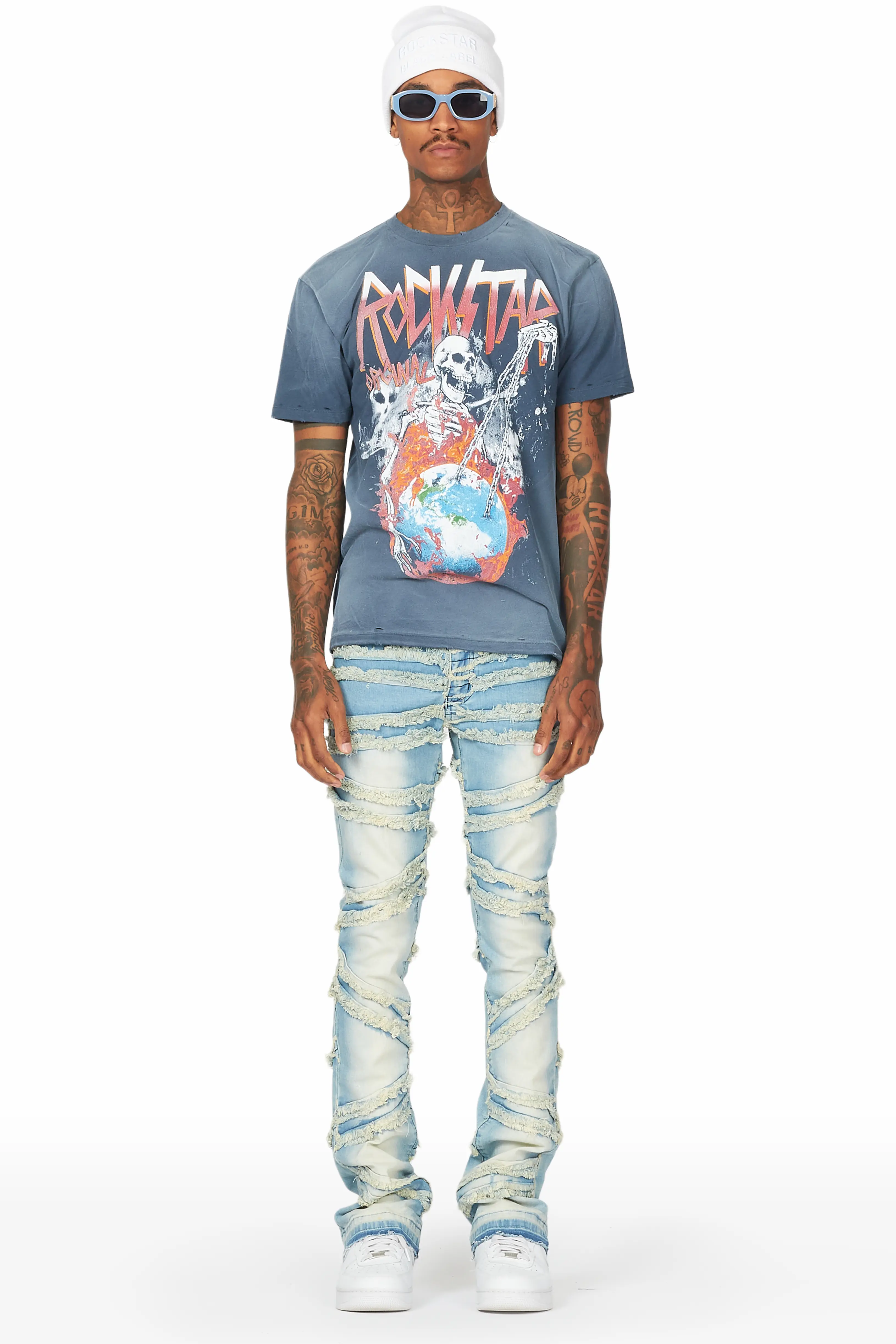 Norbert Blue Stacked Flare Jean - Image 3