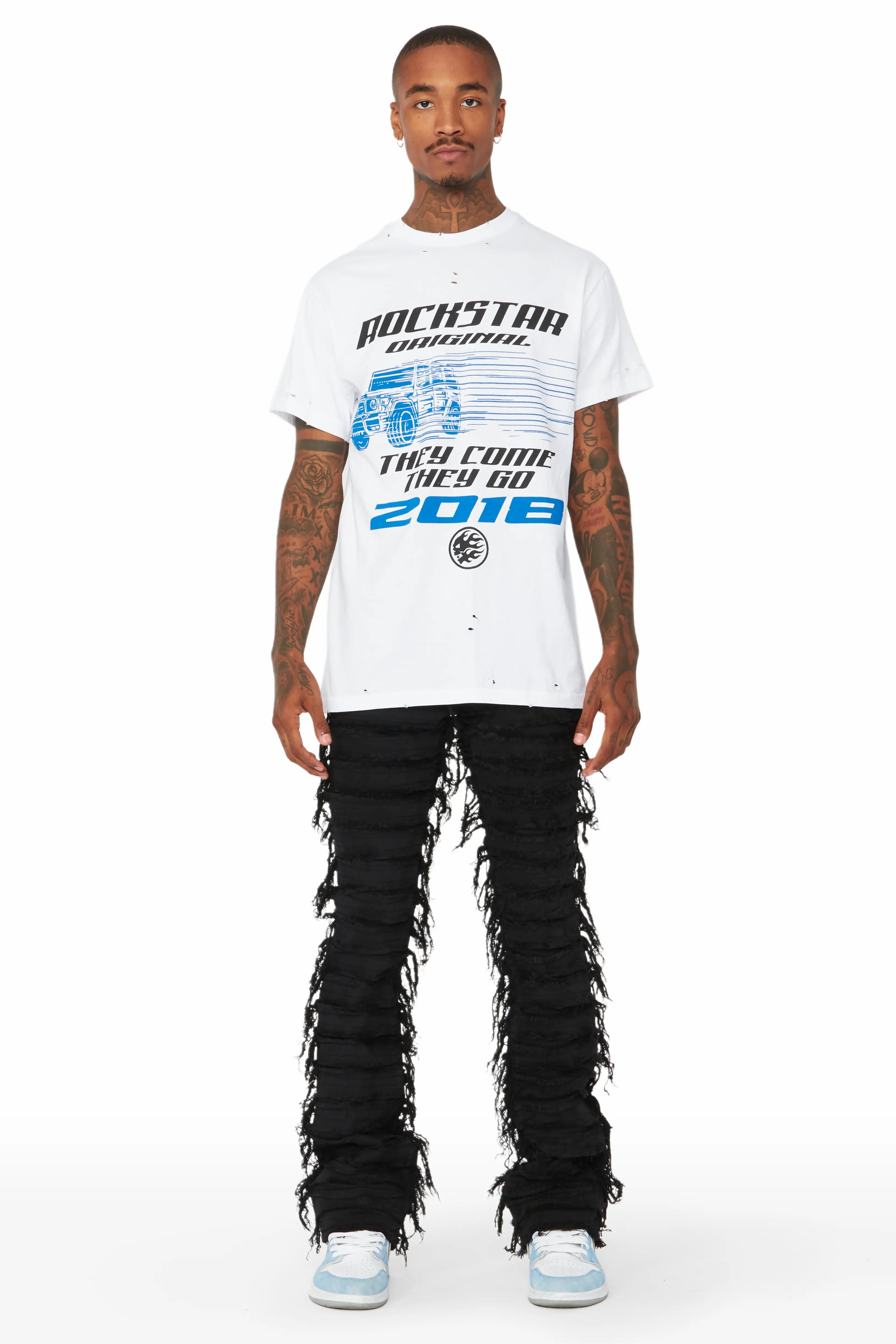 Cassius Black Stacked Flare Jean - Image 2