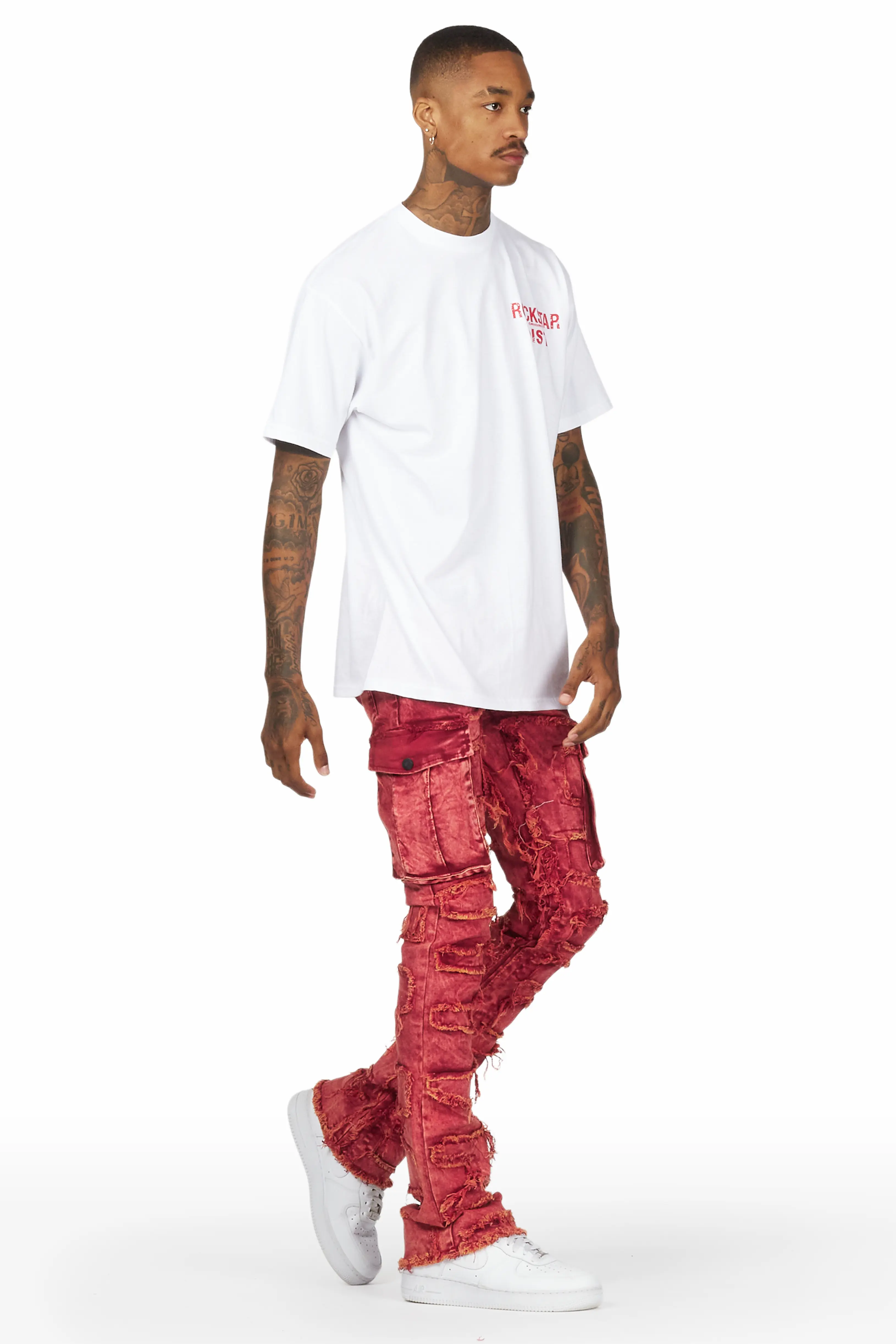 Slater Red Stacked Flare Jean - Image 6