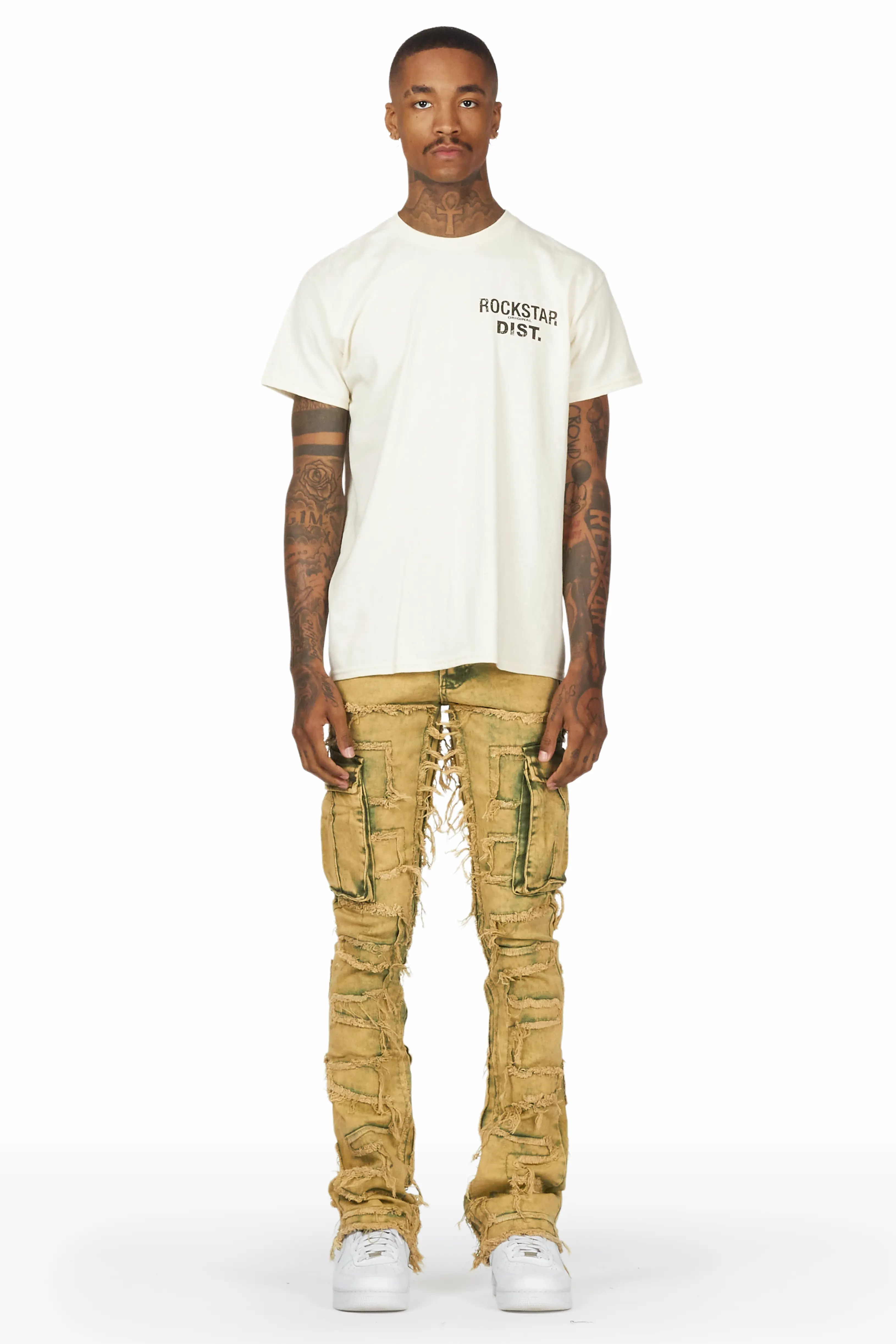 Slater Yellow Stacked Flare Jean - Image 3