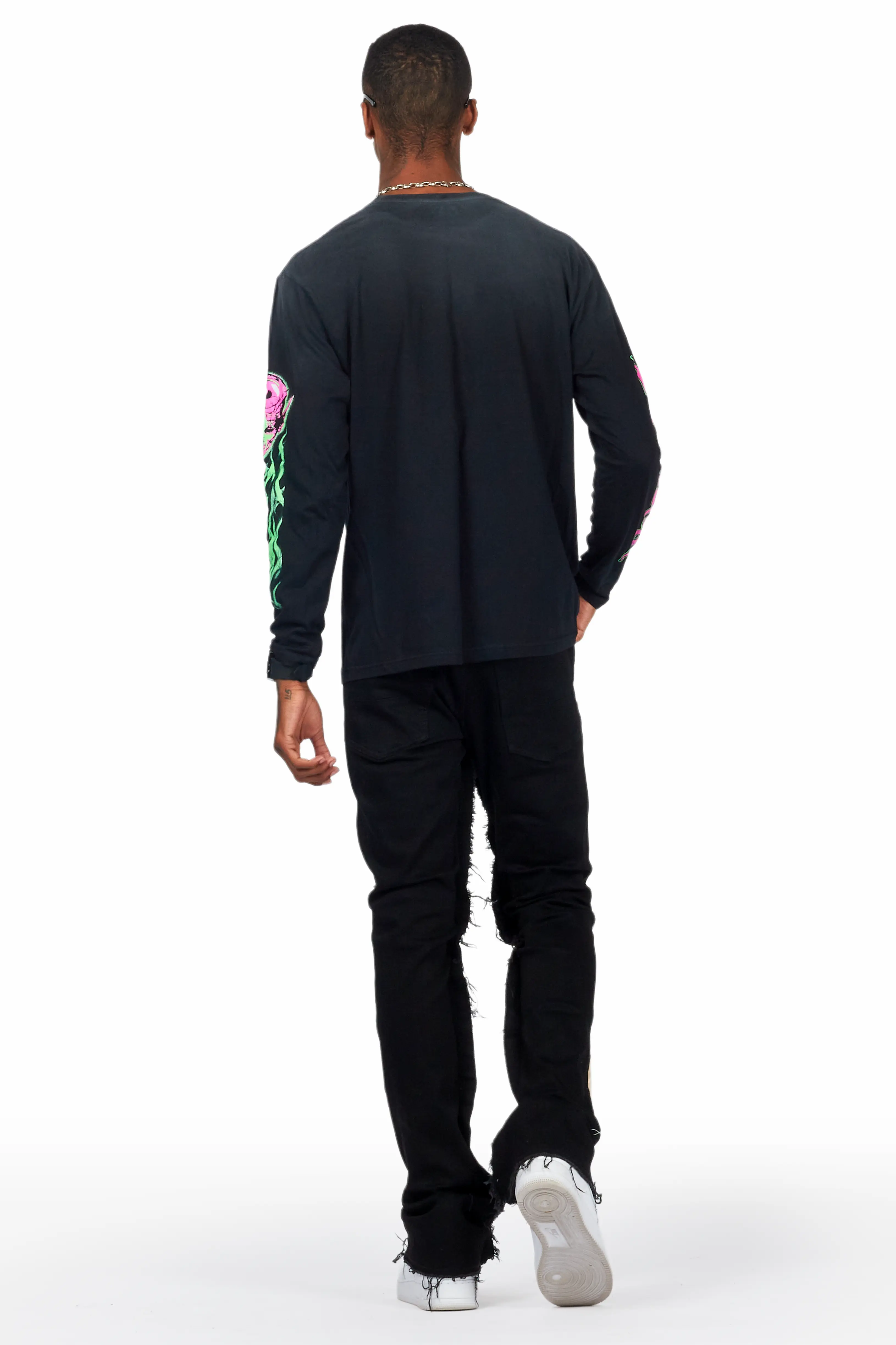 Rhys Black Patchwork Stacked Flare Jean - Image 13