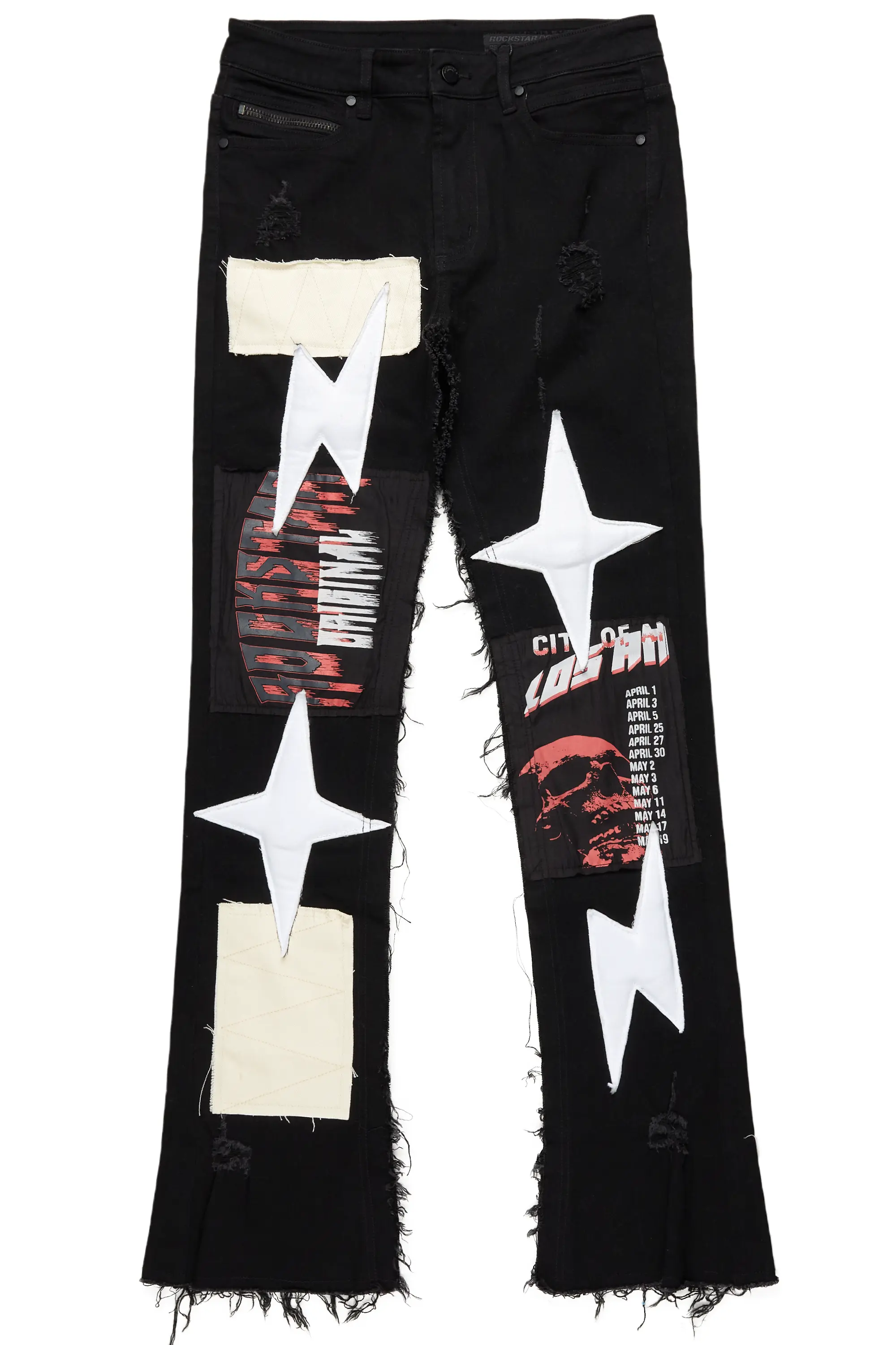 Rhys Black Patchwork Stacked Flare Jean - Image 2