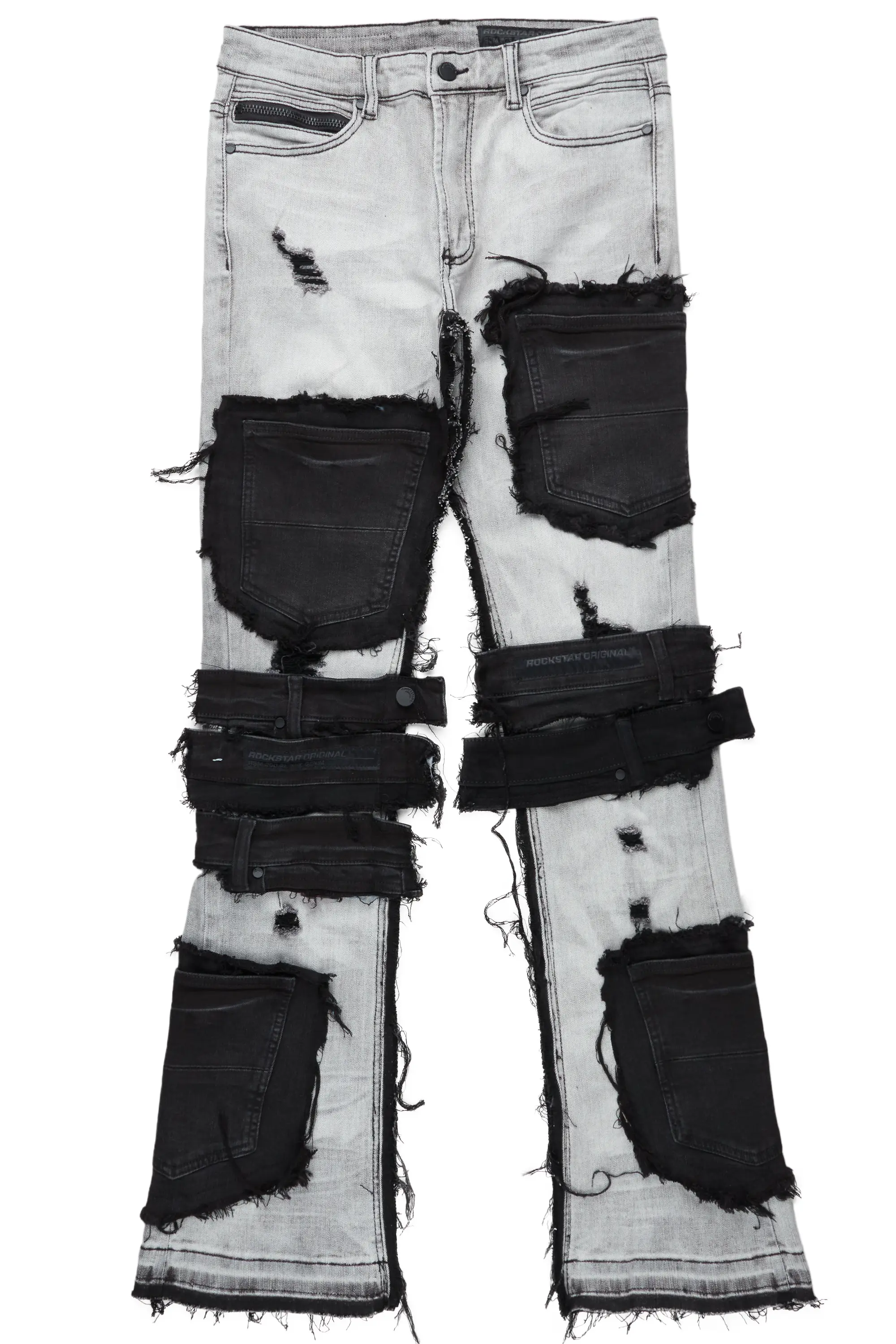 Kurt Grey/Black Patchwork Stacked Flare Jean - Image 3