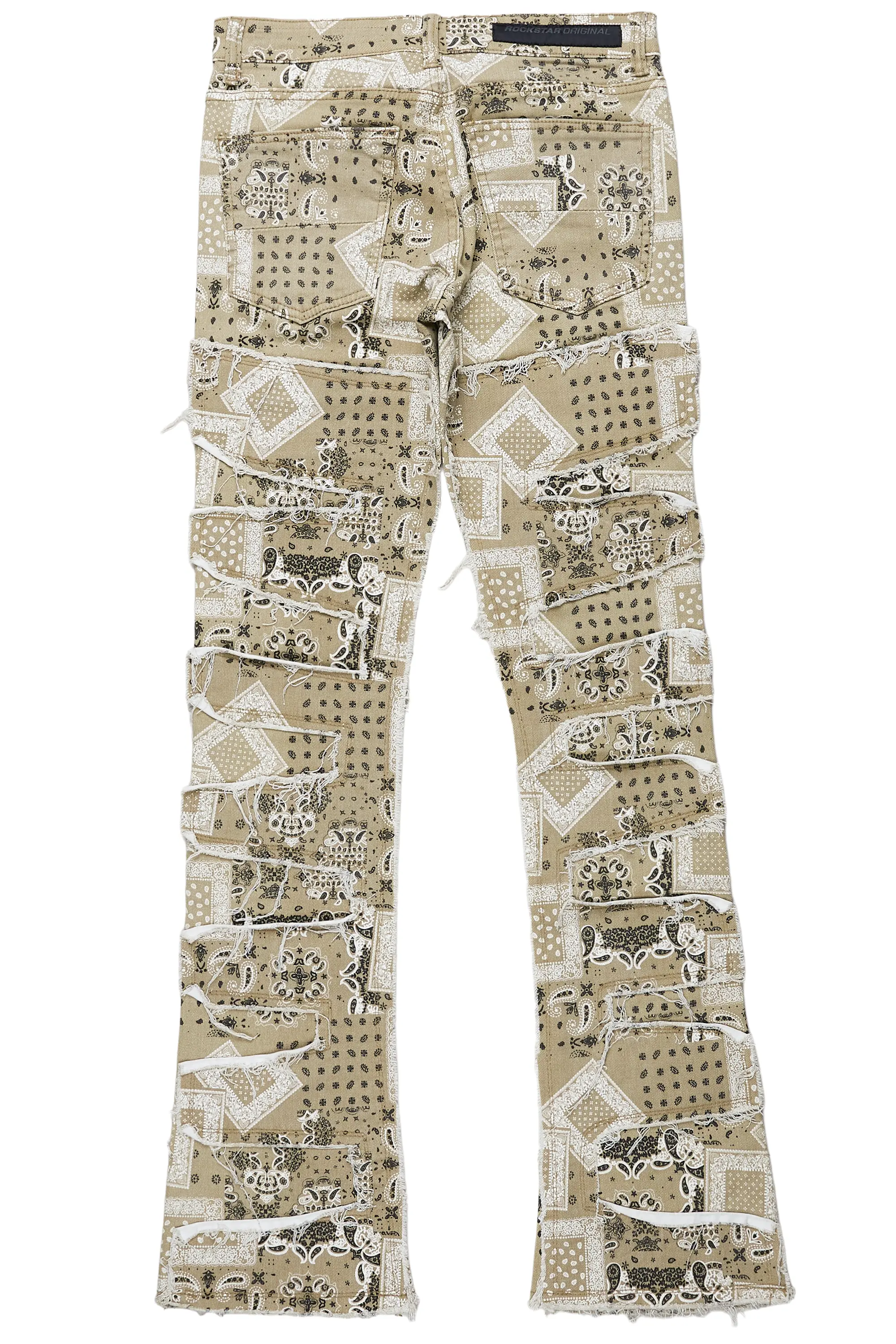 Axton Beige Stacked Flare Jean - Image 8