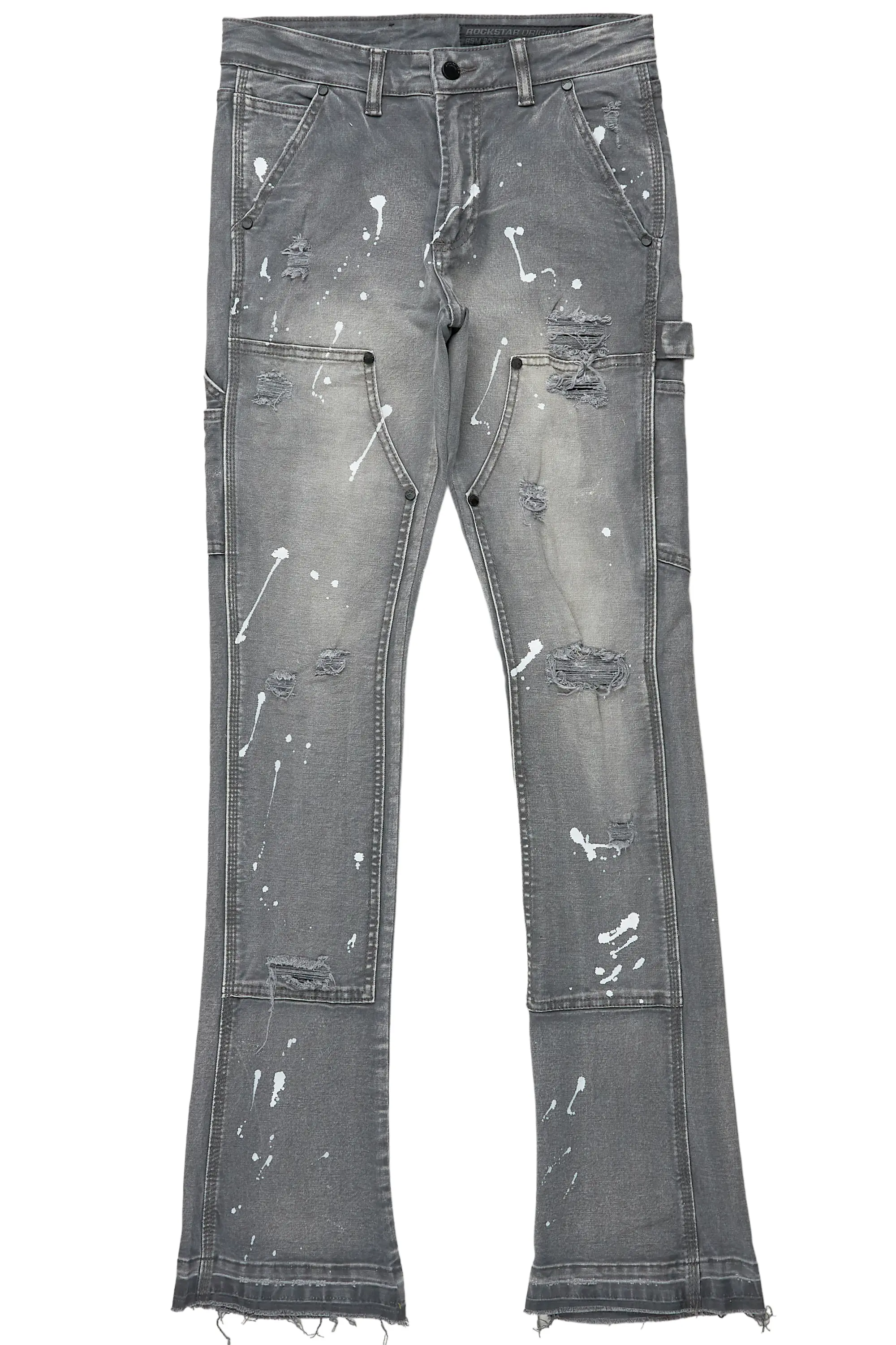 Thorton Grey Stacked Flare Jean - Image 2