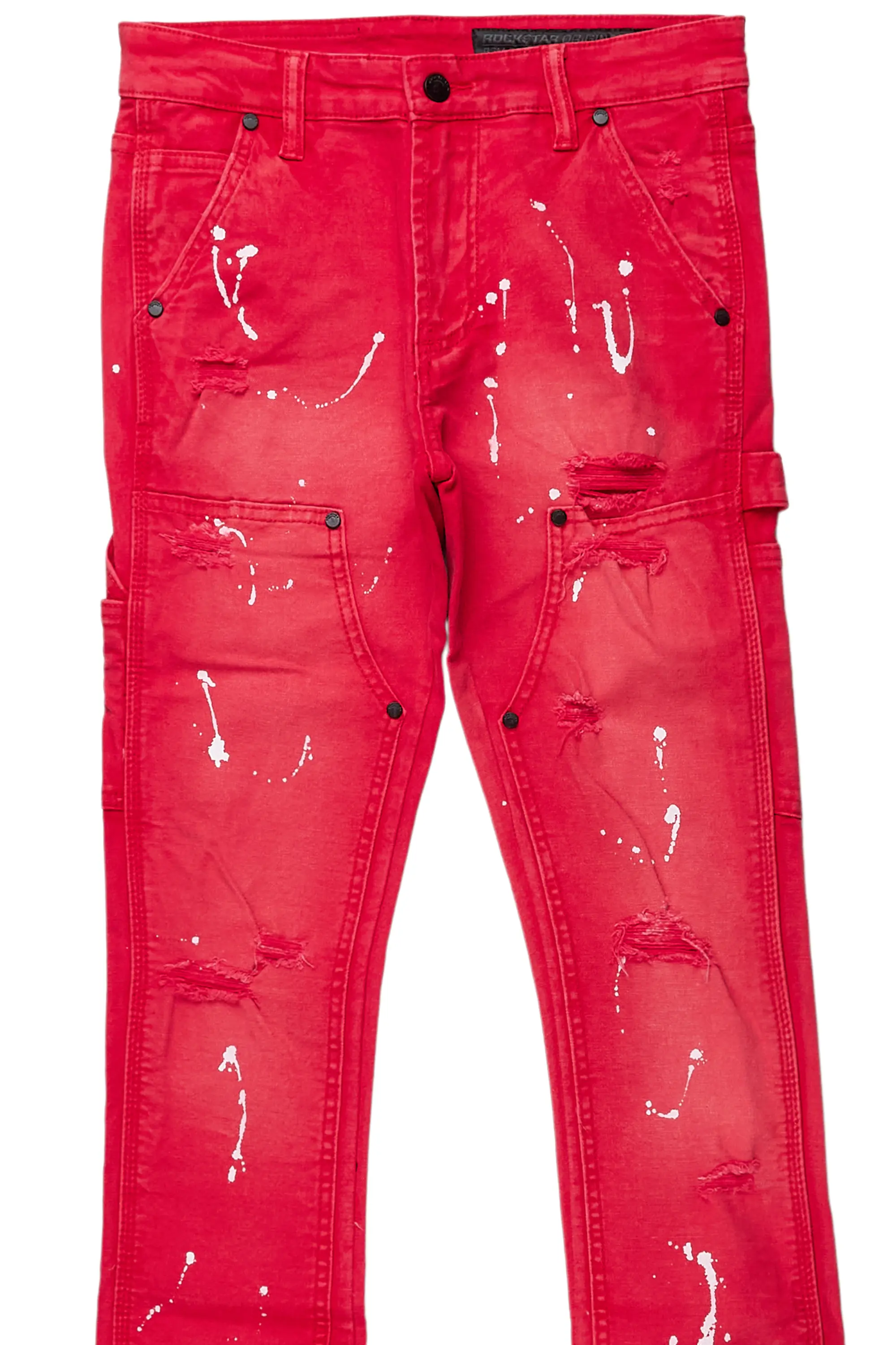 Thorton Red Stacked Flare Jean - Image 7