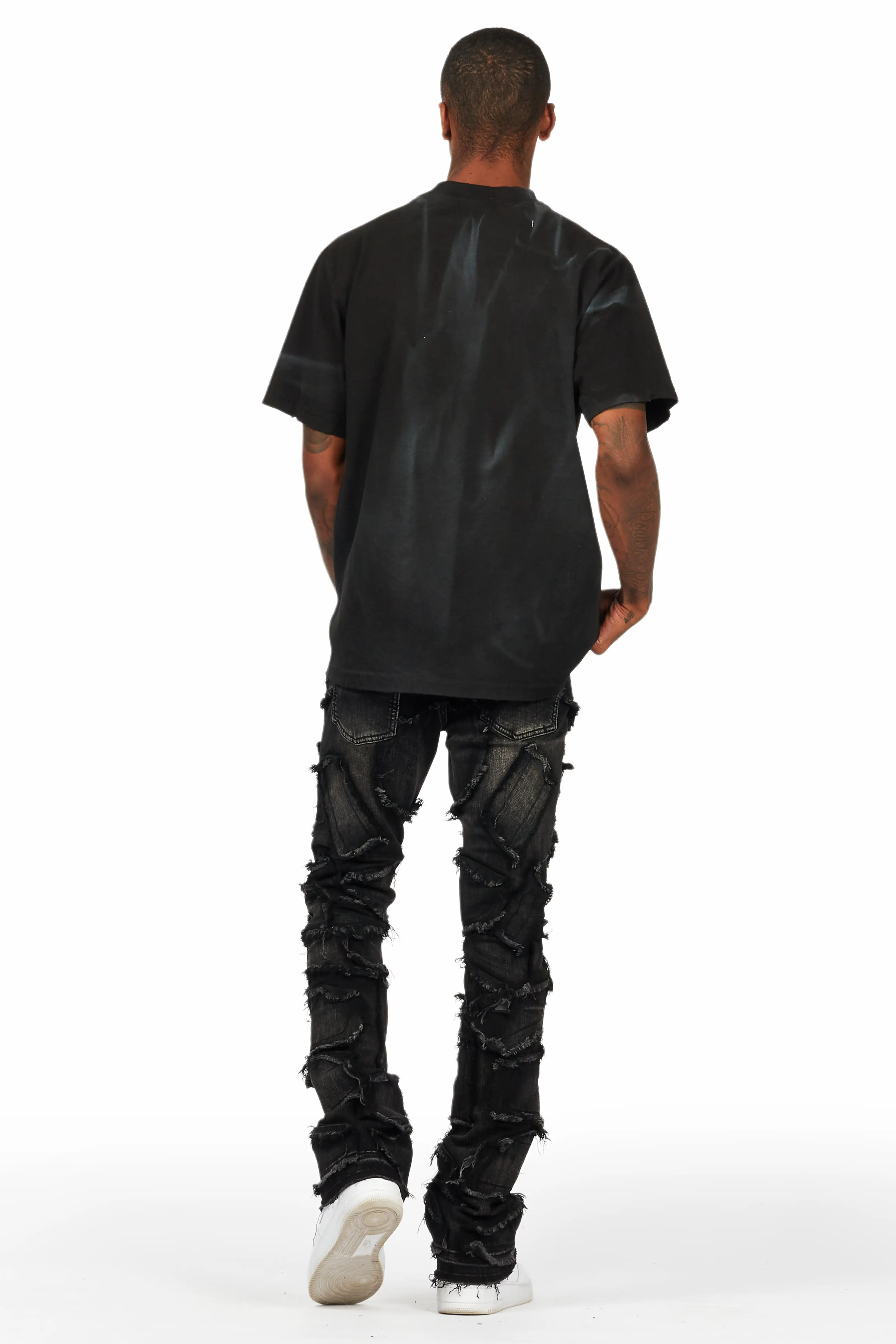 Arturo Dark Grey Stacked Flare Jean - Image 5
