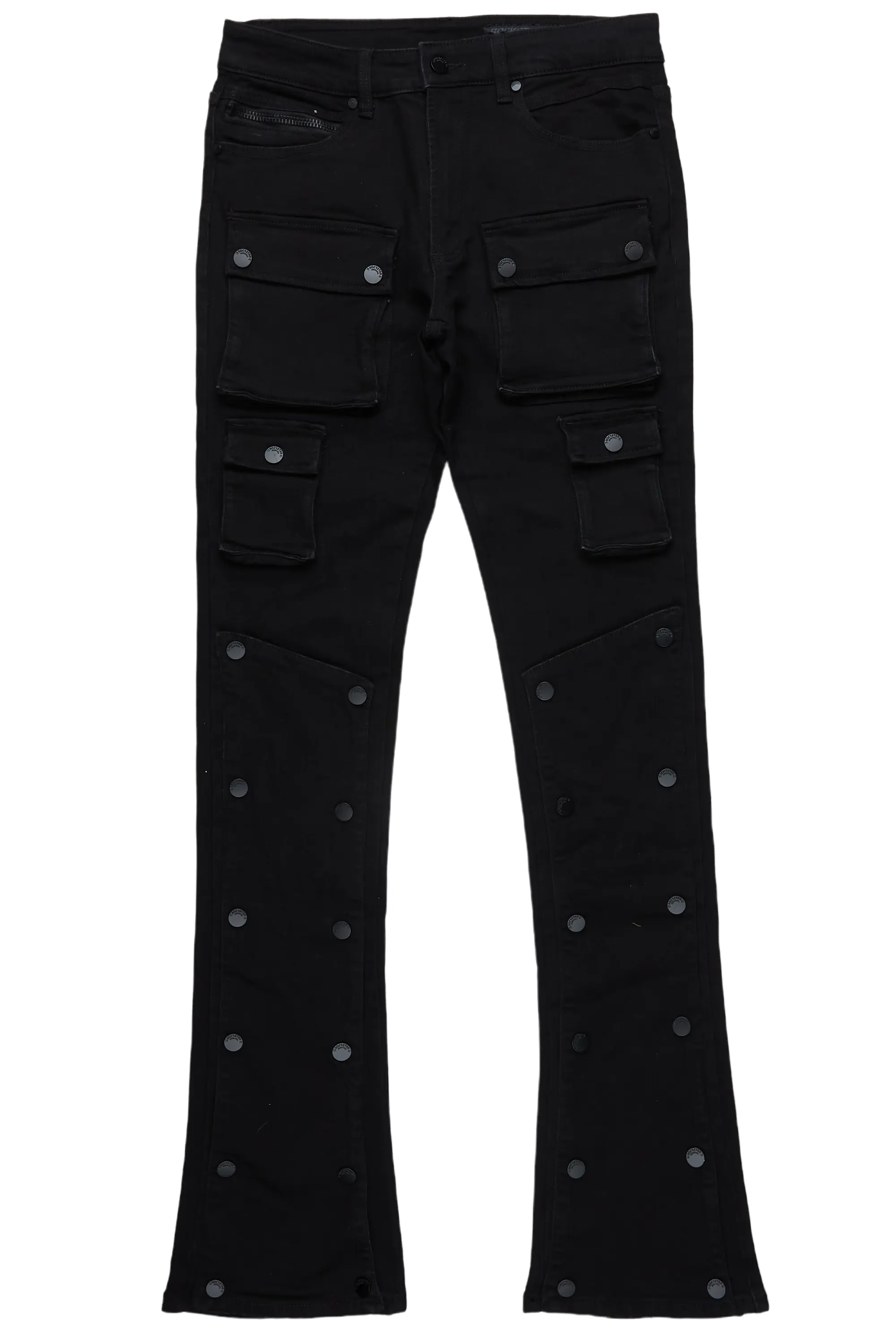 Santana Black Stacked Flare Jean - Image 2
