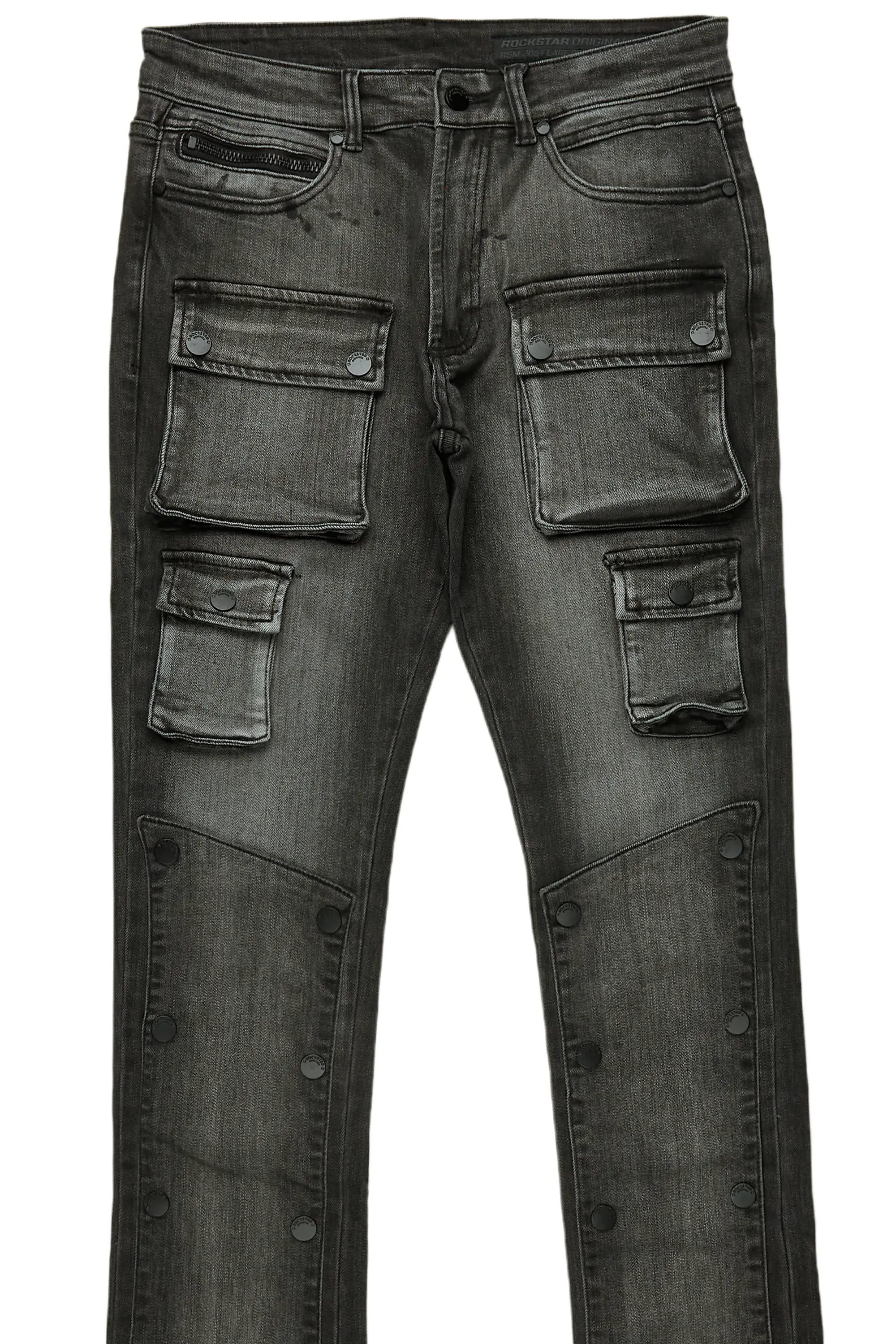 Santana Dark Grey Stacked Flare Jean - Image 6