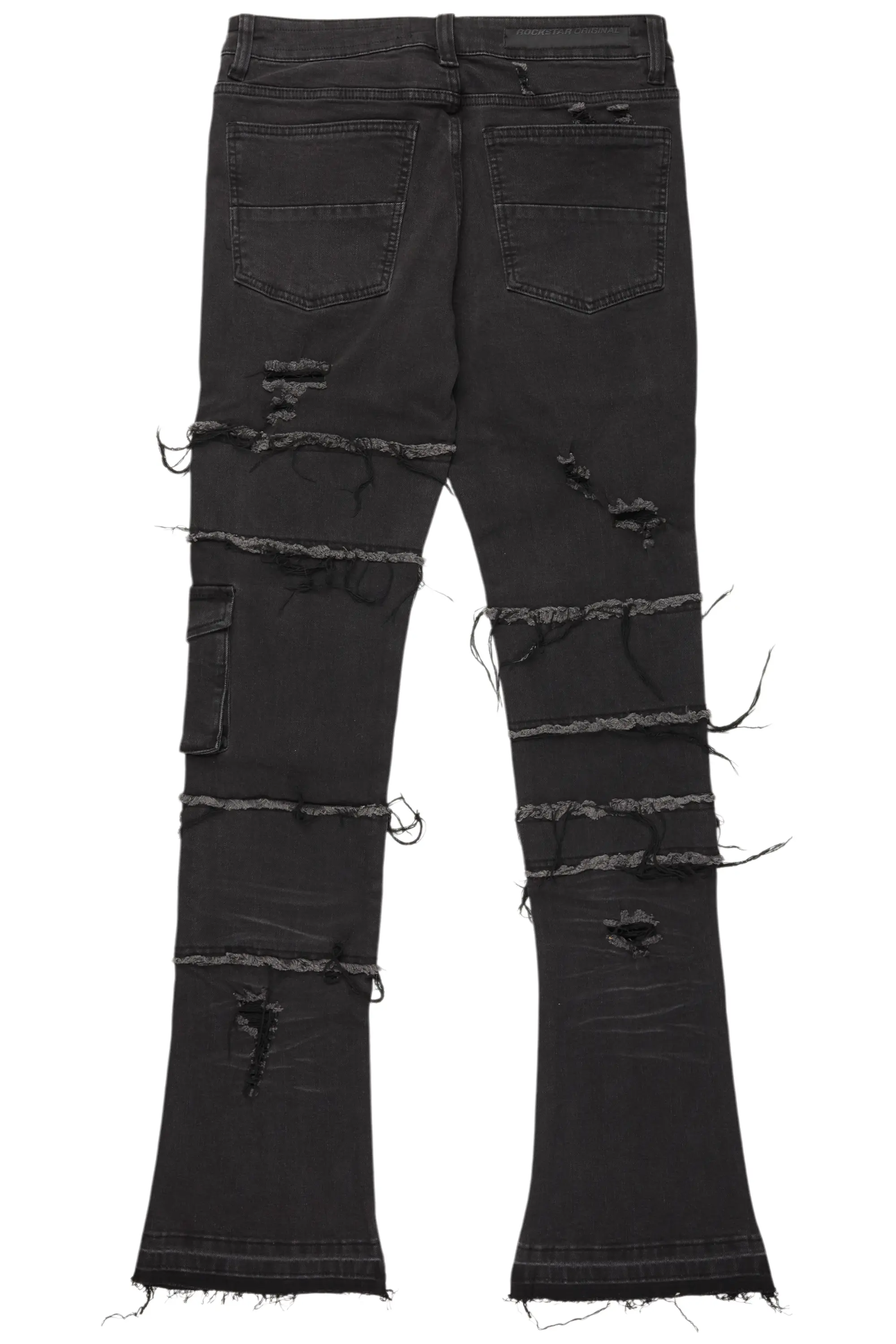 Folant Dark Grey Stacked Cargo Flare Jean - Image 8