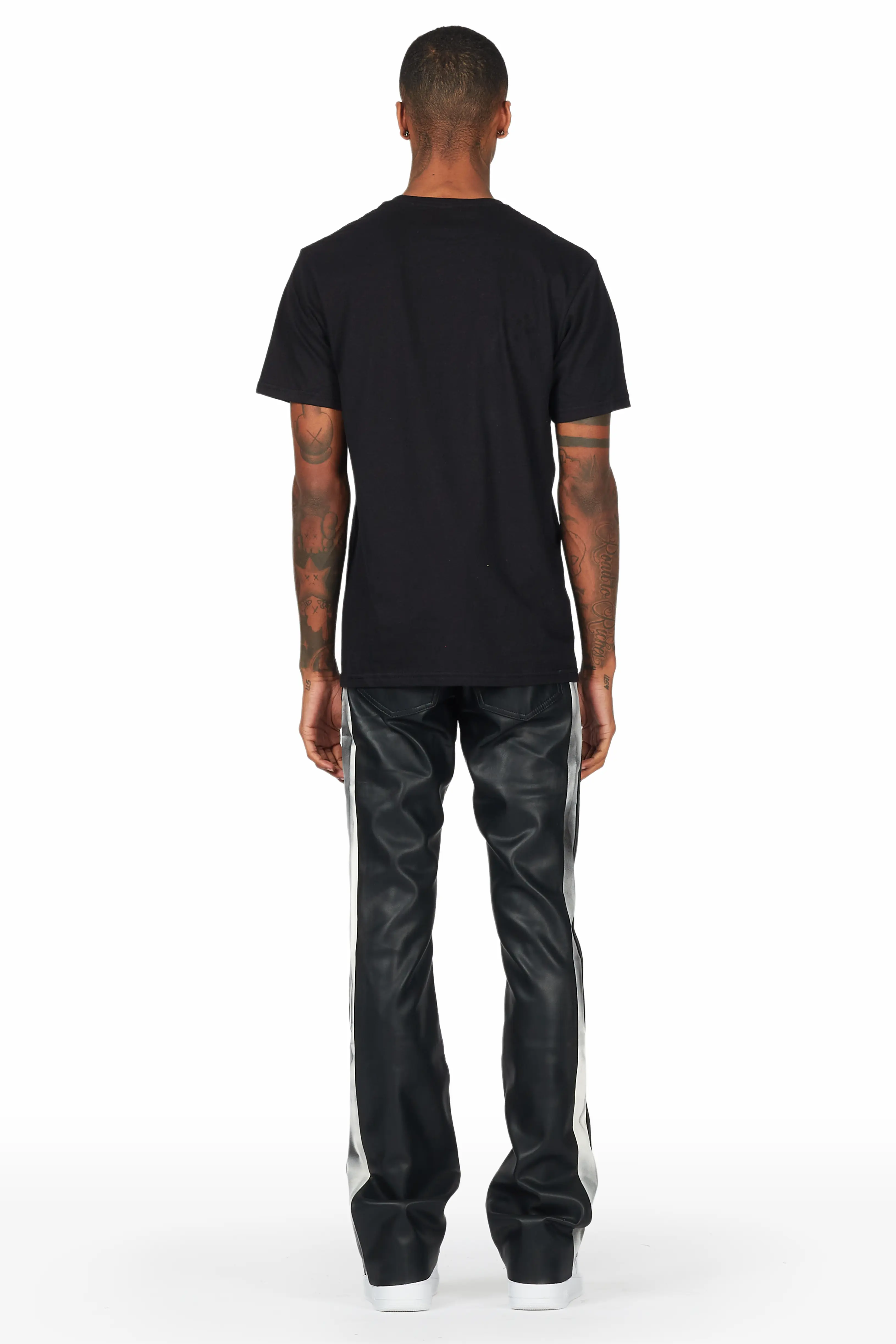Fusao Black Stacked Faux Leather Jean - Image 5