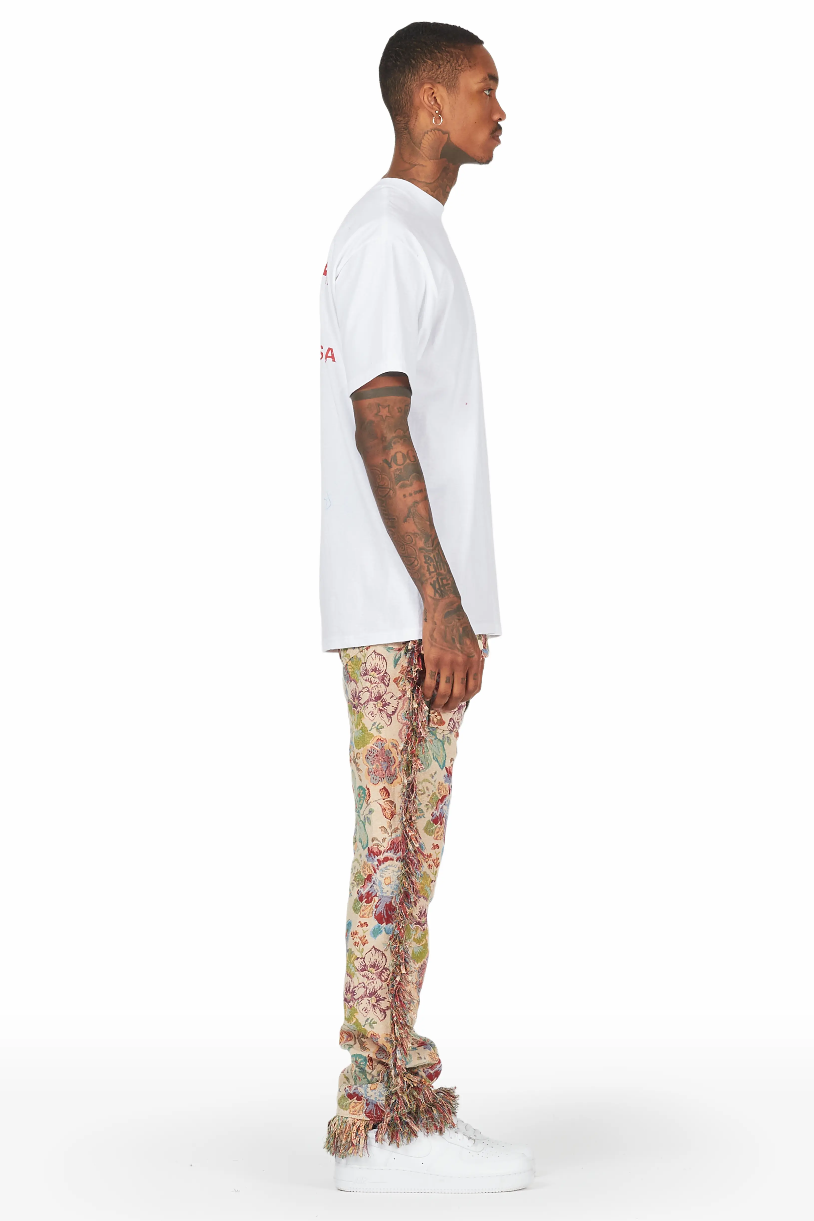 Carus Red/Beige Tapestry Pants - Image 4