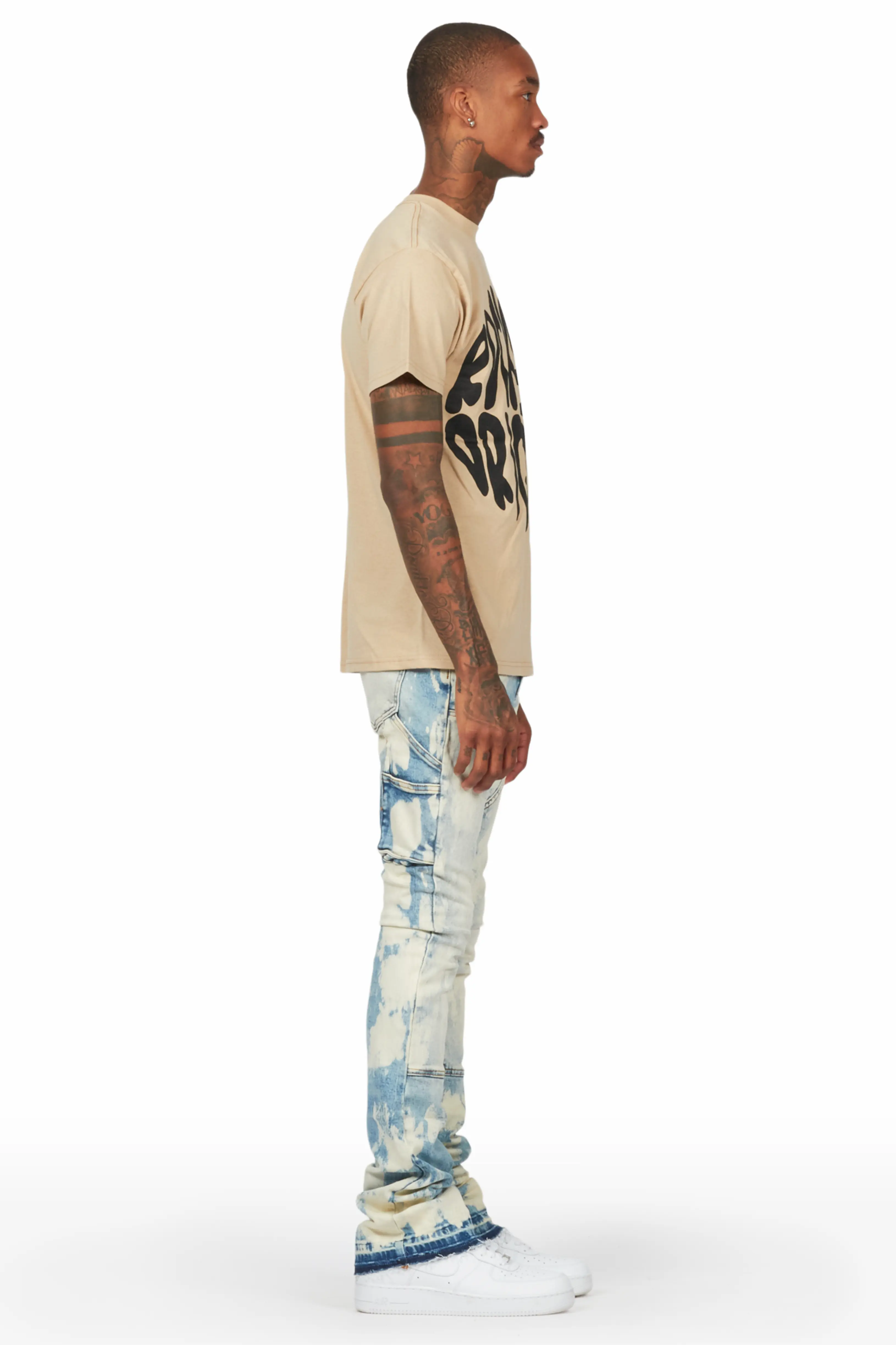 Bakir Light Blue Stacked Flare Jean - Image 4