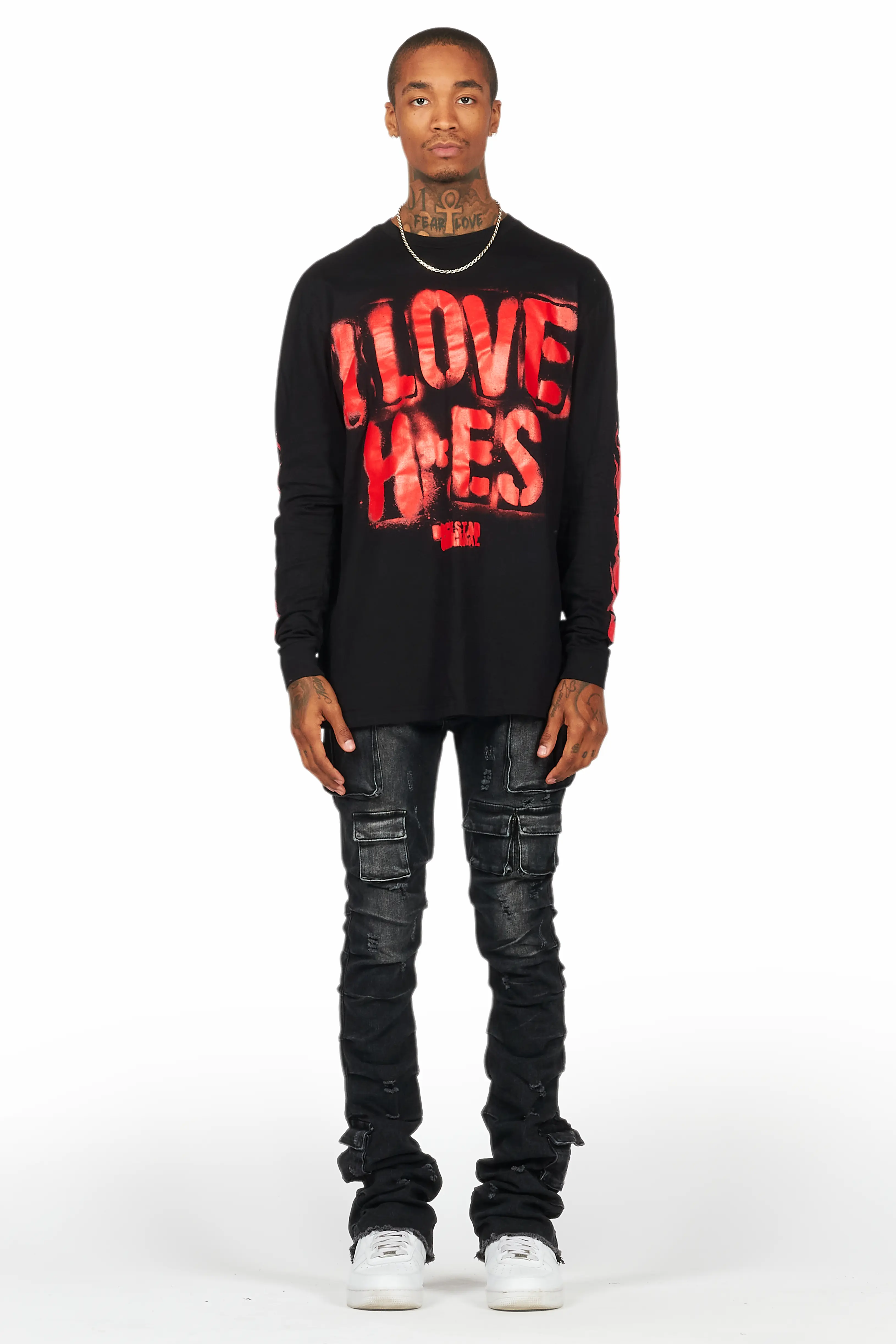 Gentry Dark Grey Wash Stacked Flare Jean - Image 3