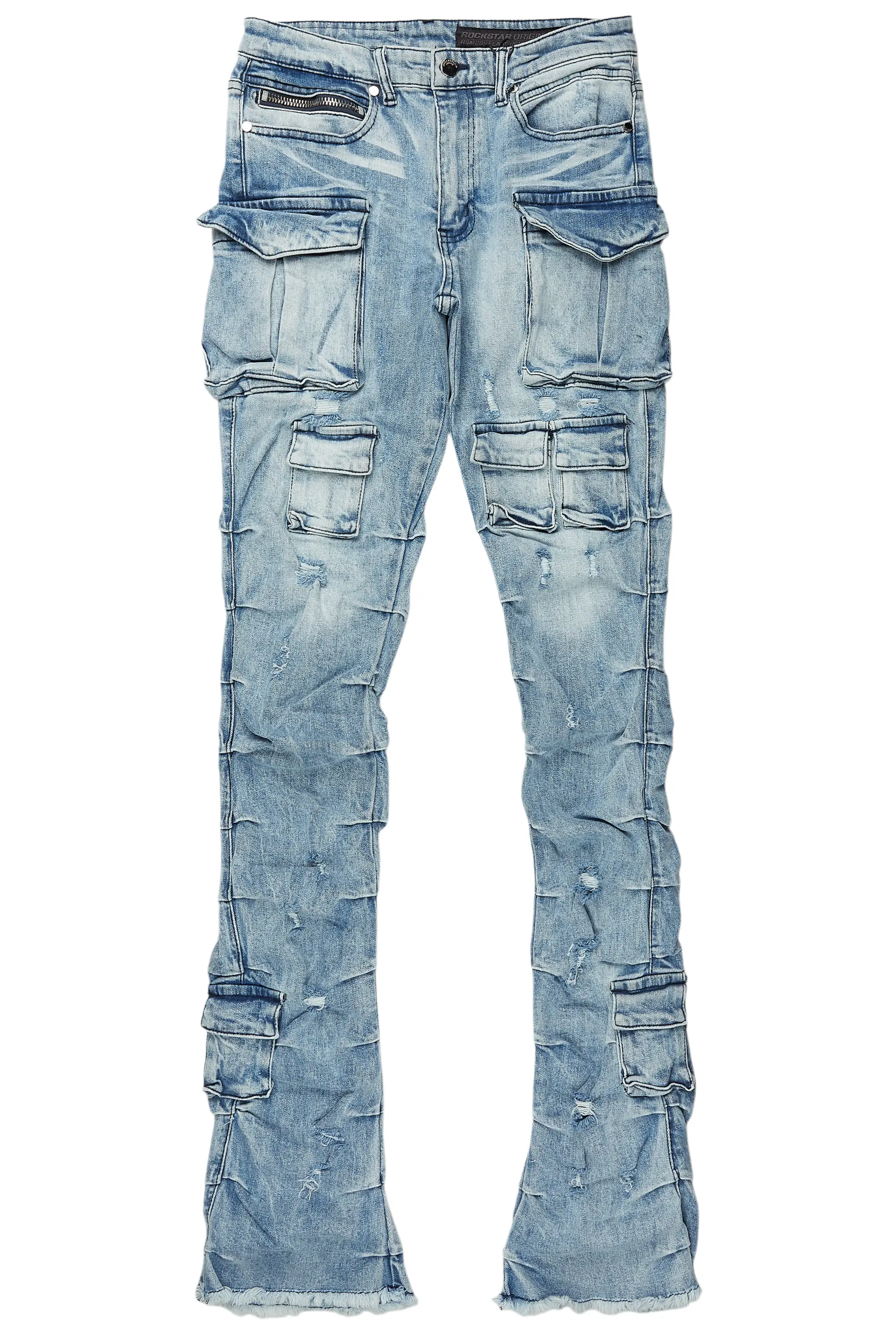 Gentry Light Blue Stacked Flare Jean - Image 2