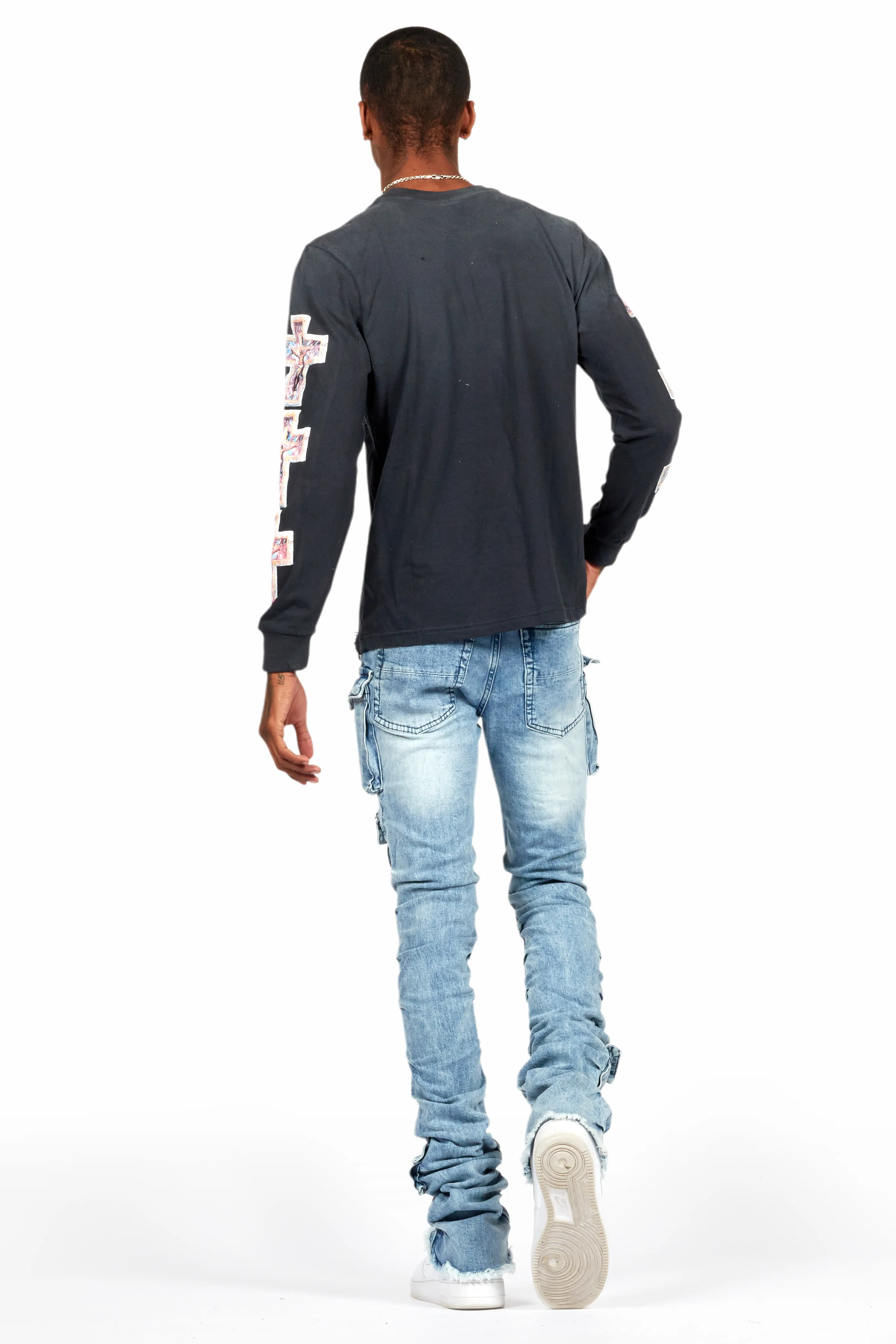 Gentry Light Blue Stacked Flare Jean - Image 5