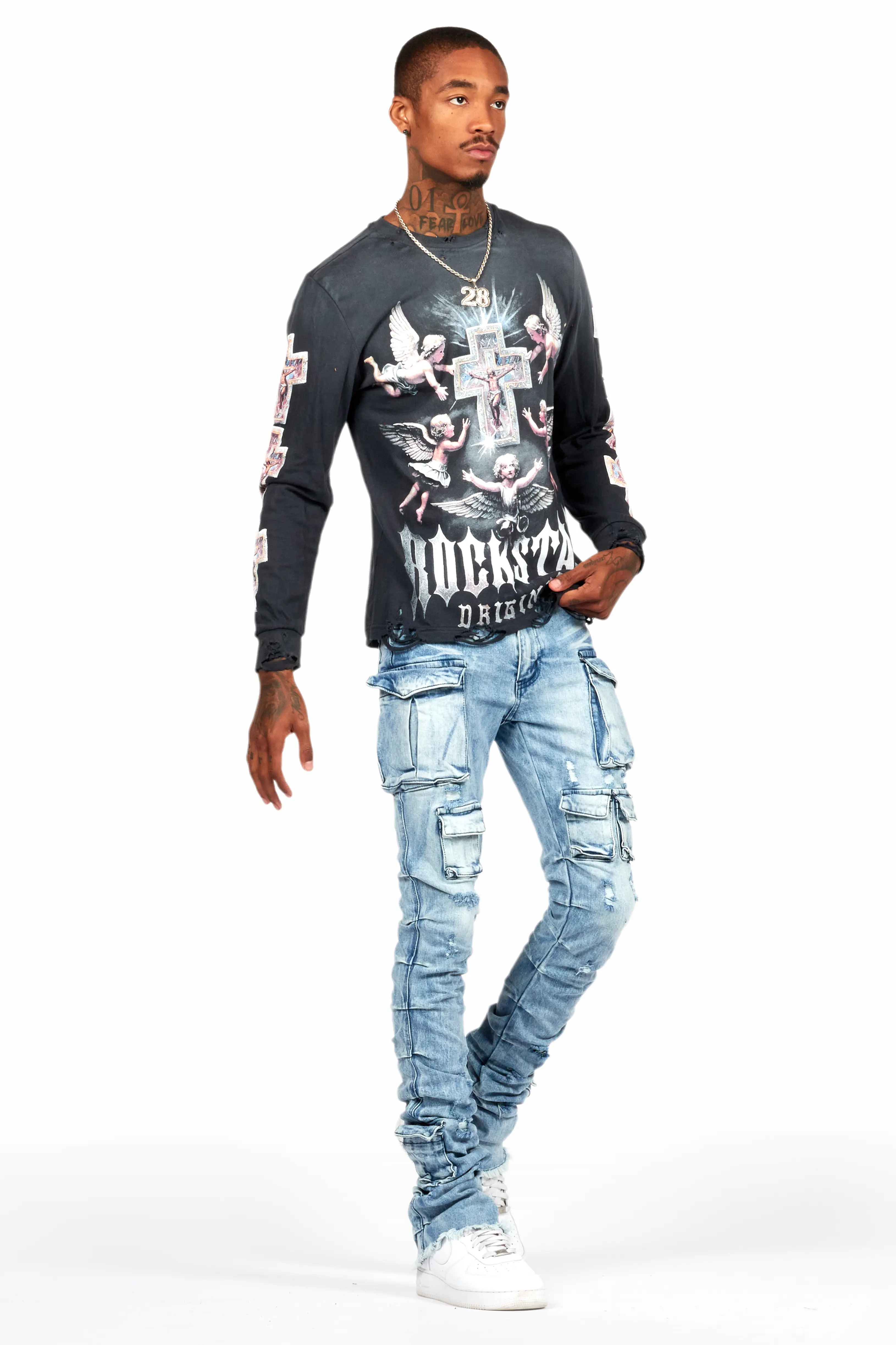 Gentry Light Blue Stacked Flare Jean - Image 7