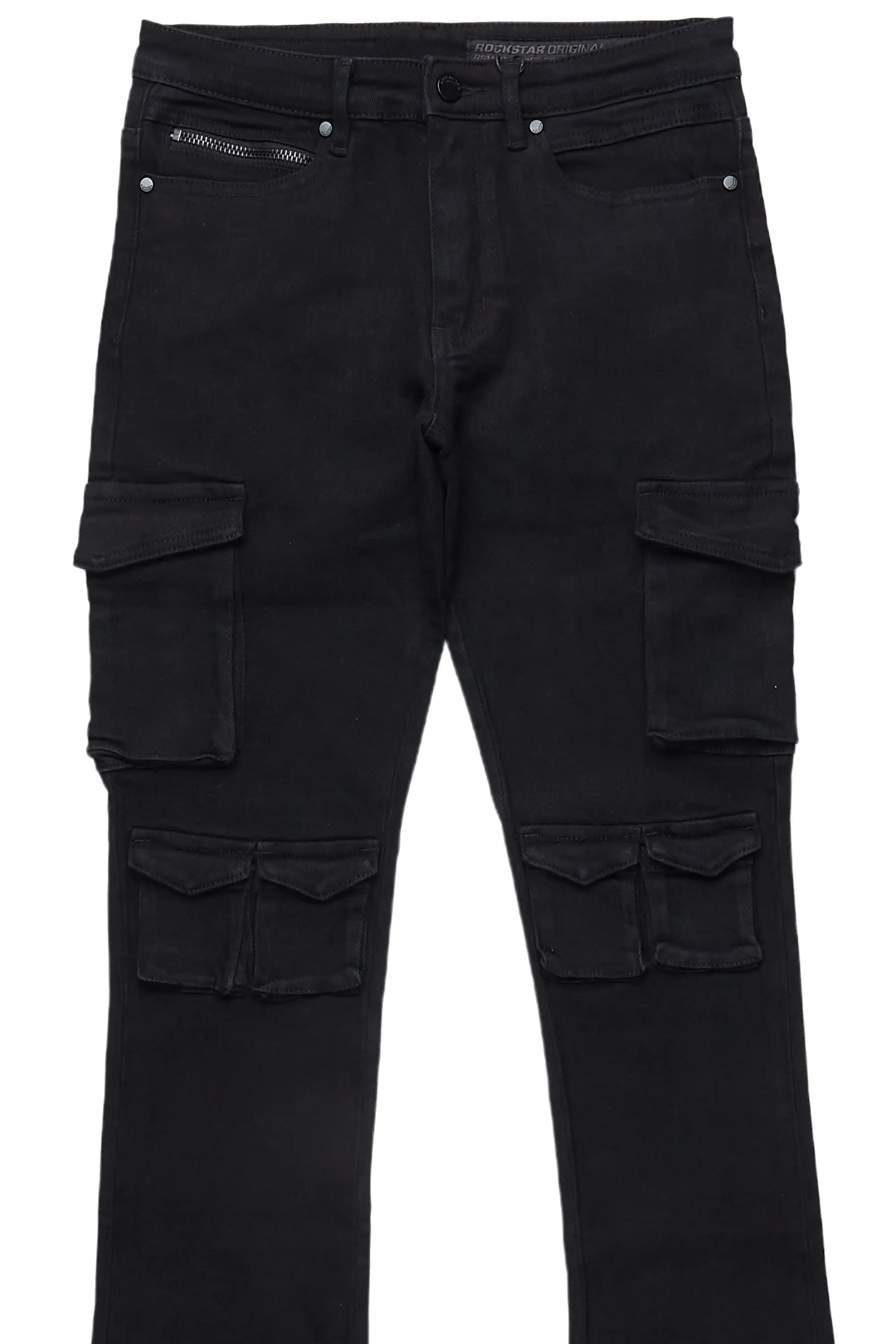 Feodor Black Stacked Flare Cargo Jean - Image 8