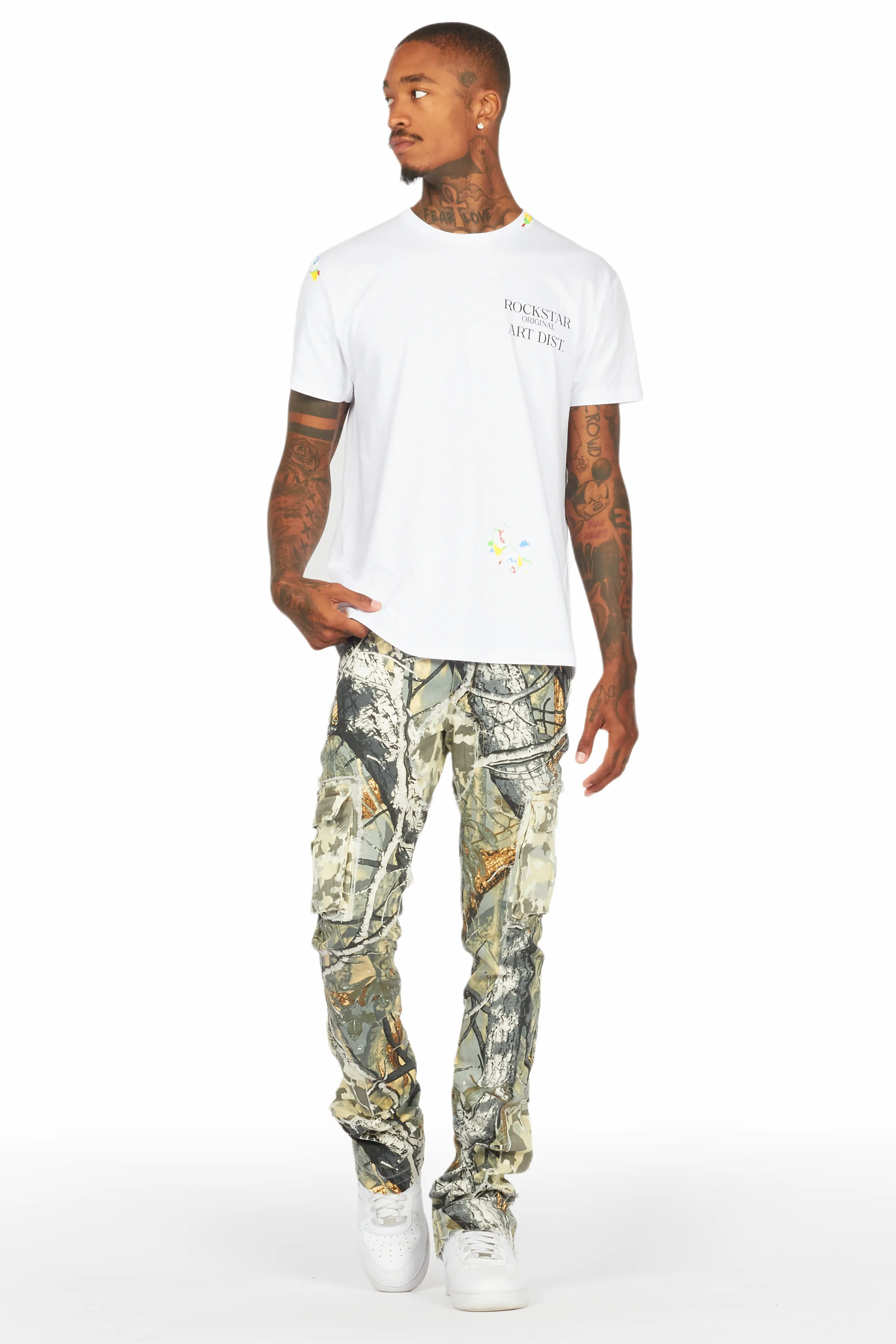 Ofra Tree Camo Stacked Flare Jean - Image 3