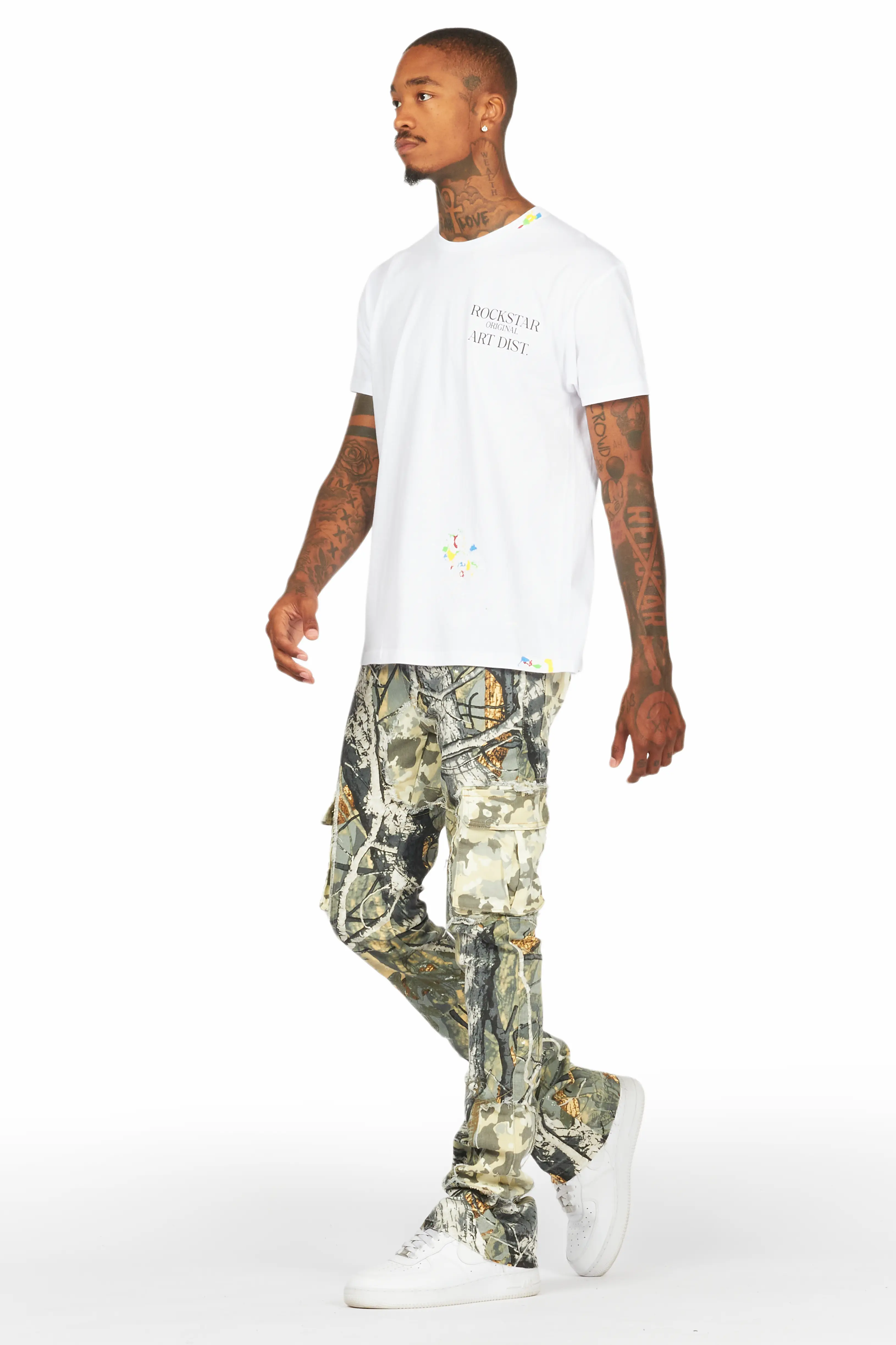 Ofra Tree Camo Stacked Flare Jean - Image 6