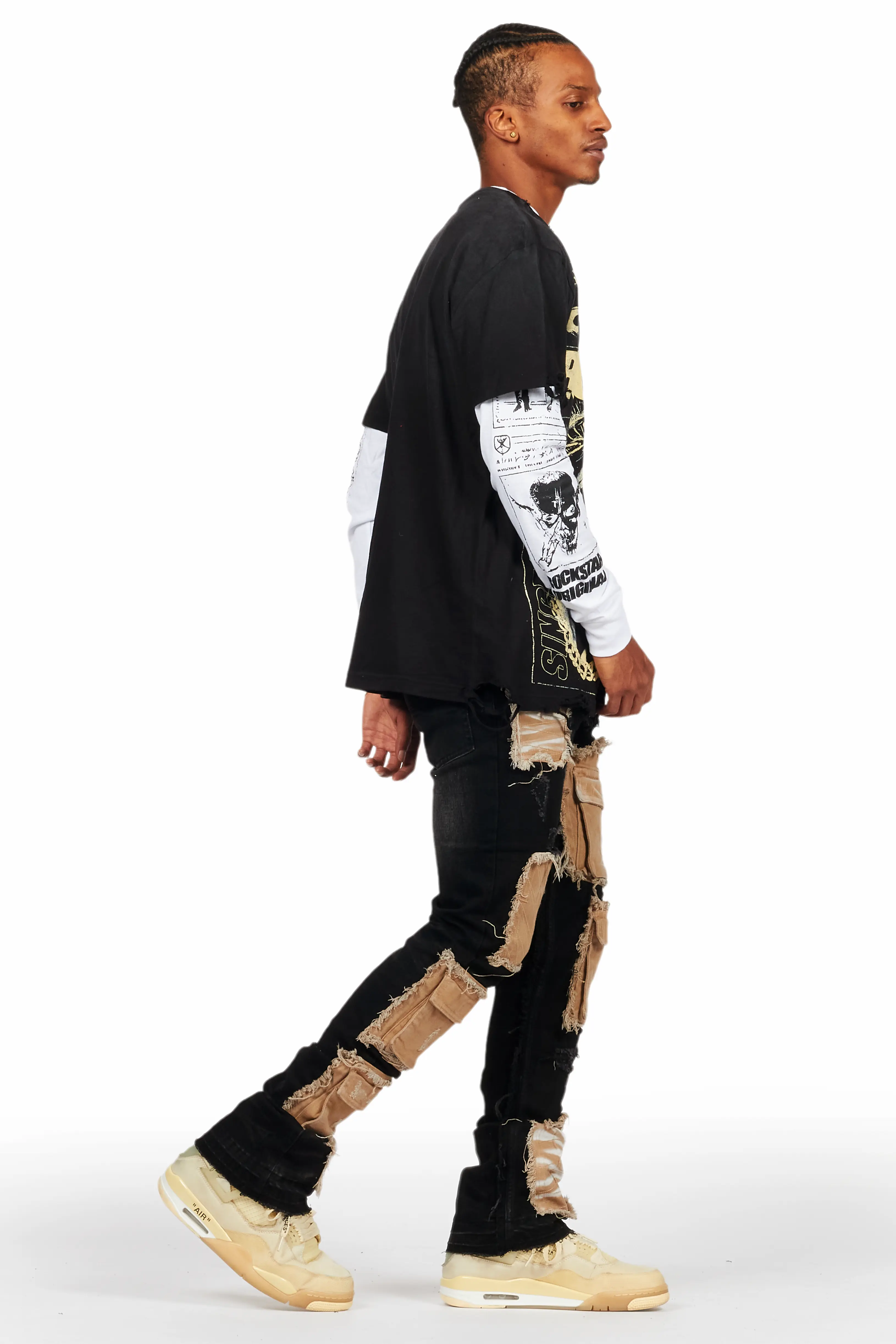 Monet Black Stacked Flare Jean - Image 6