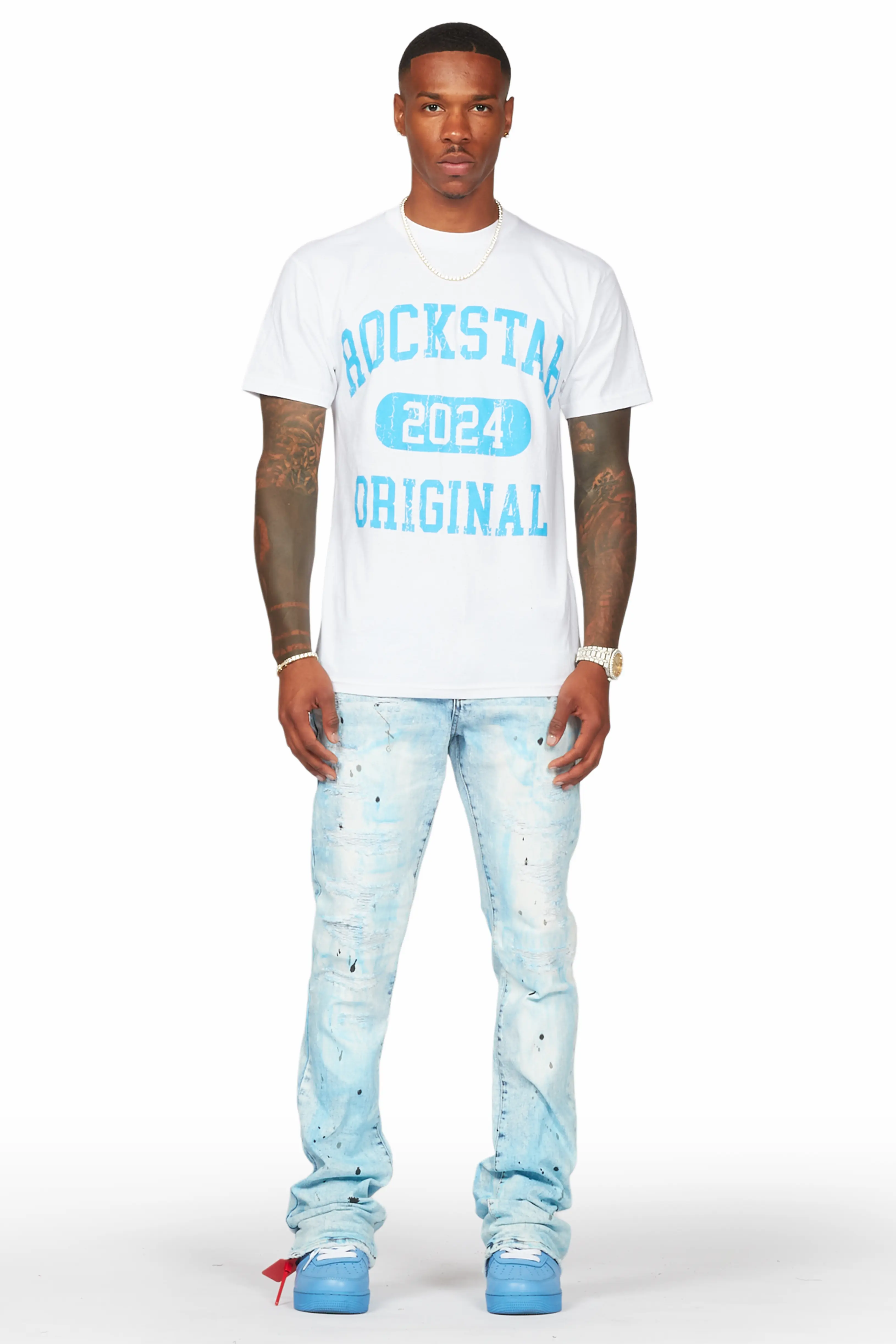 Cantu Light Blue Stacked Flare Jean - Image 3
