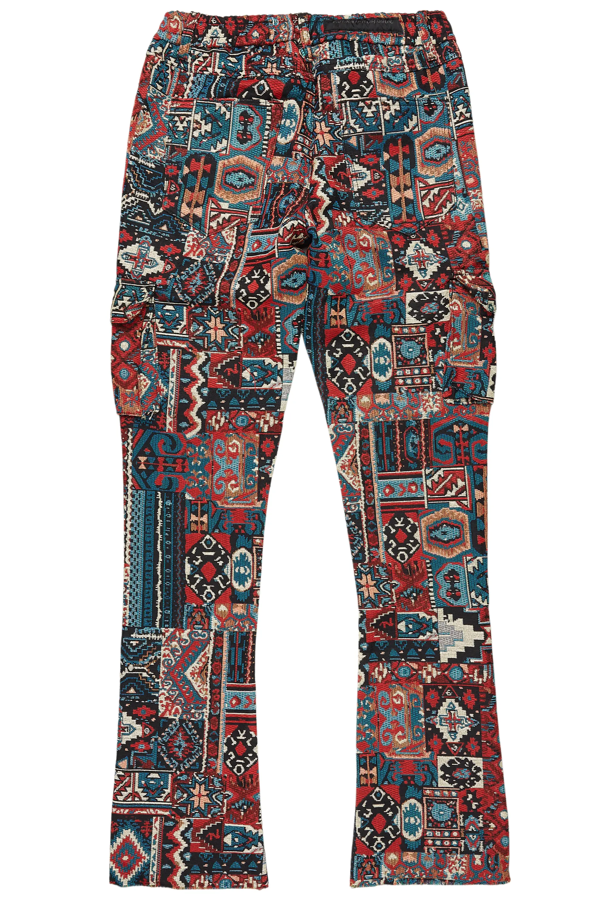 Nard Red Multi Tapestry Stacked Flare Jean - Image 9