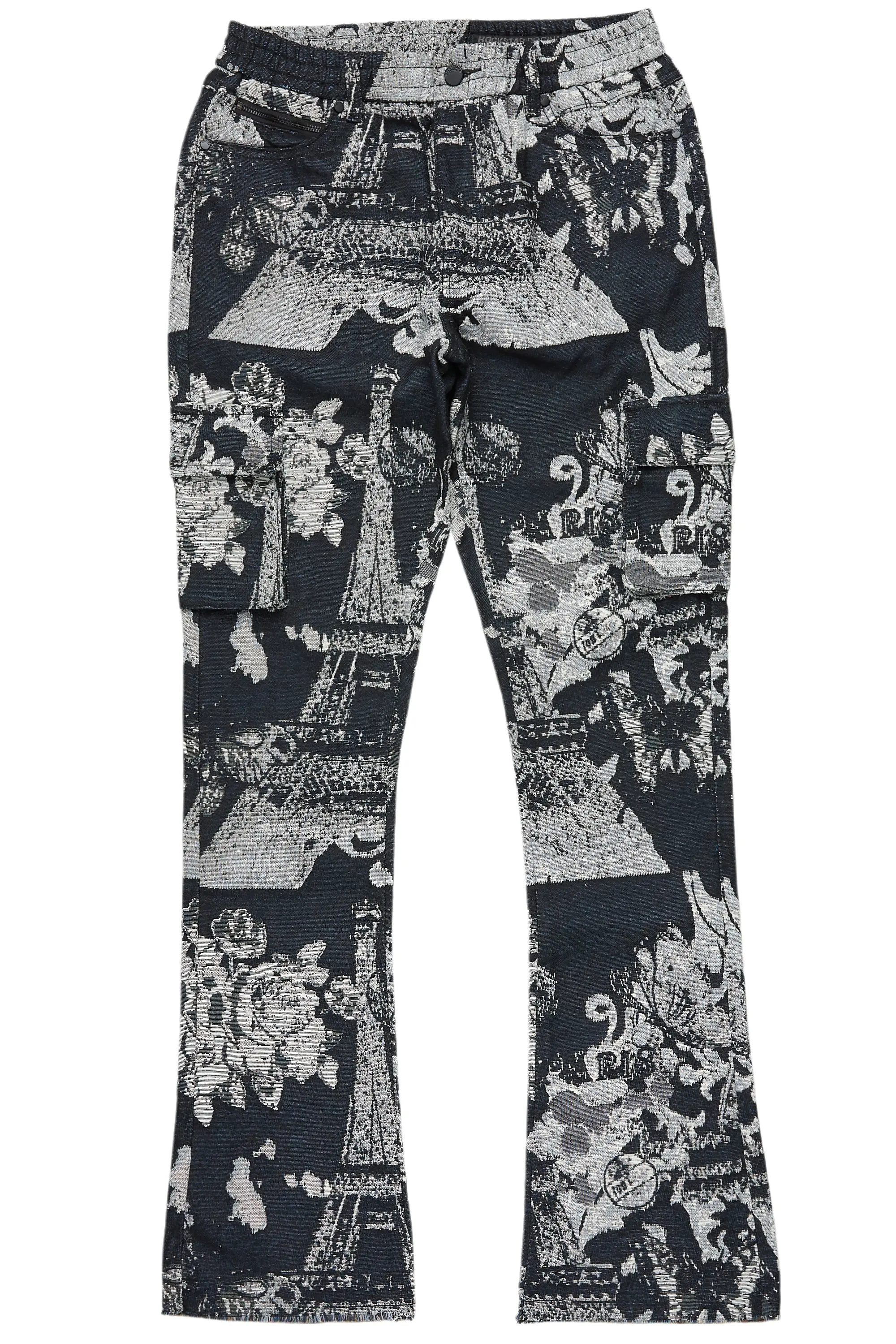 Lamont Black Tapestry Stacked Flare Jean - Image 2