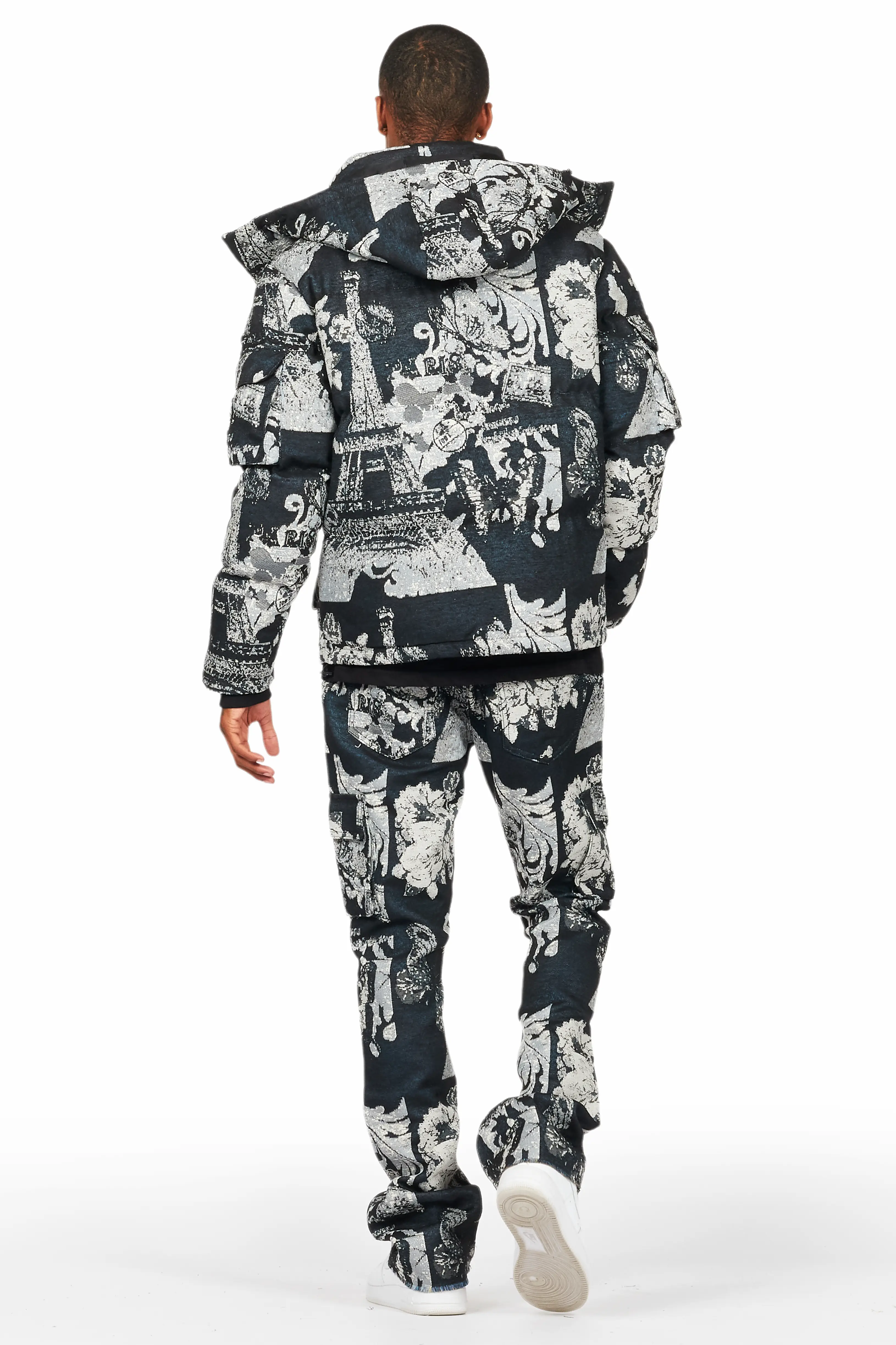 Lamont Black Tapestry Stacked Flare Jean - Image 5
