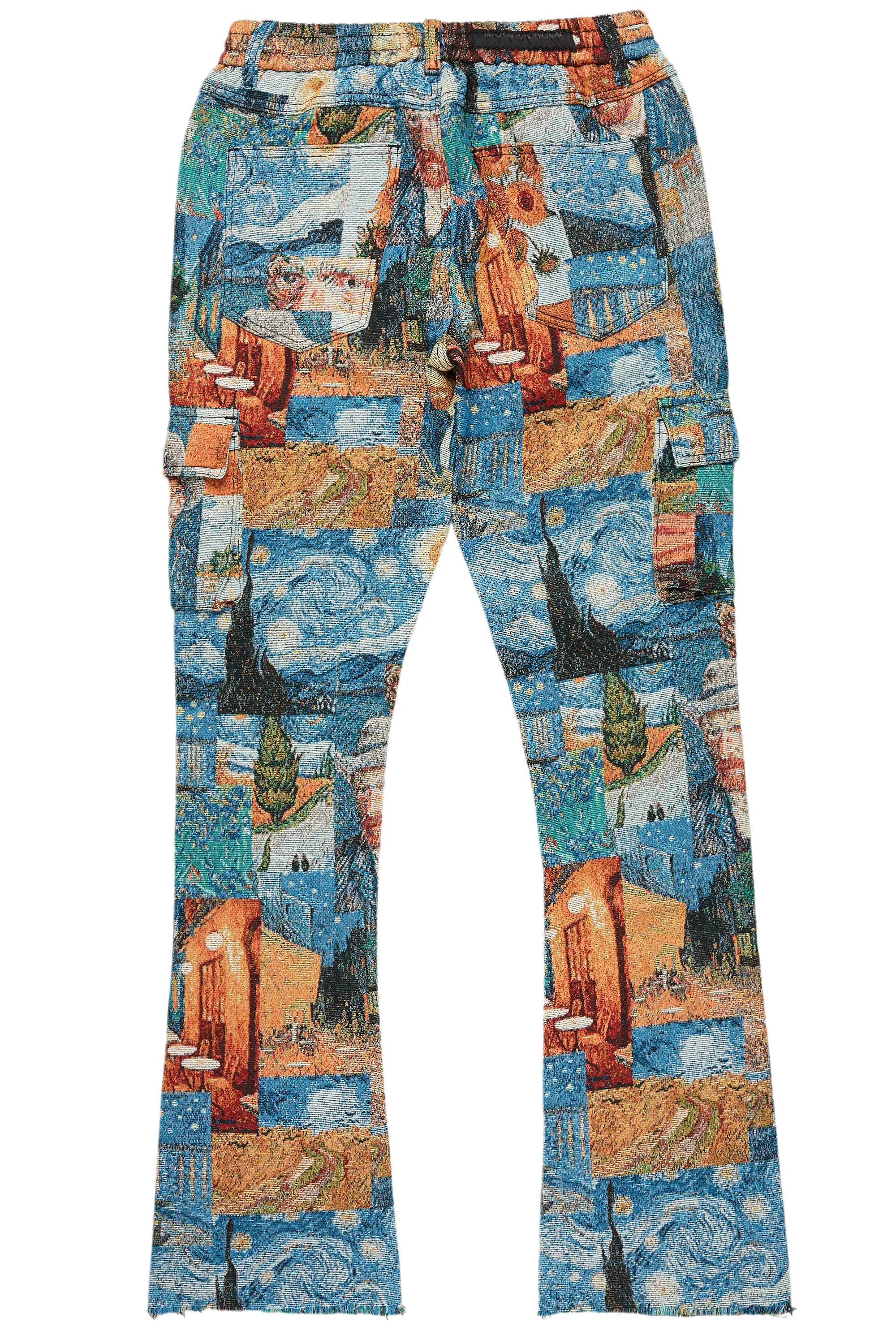 Zaire Blue Multi Tapestry Stacked Flare Jean - Image 9