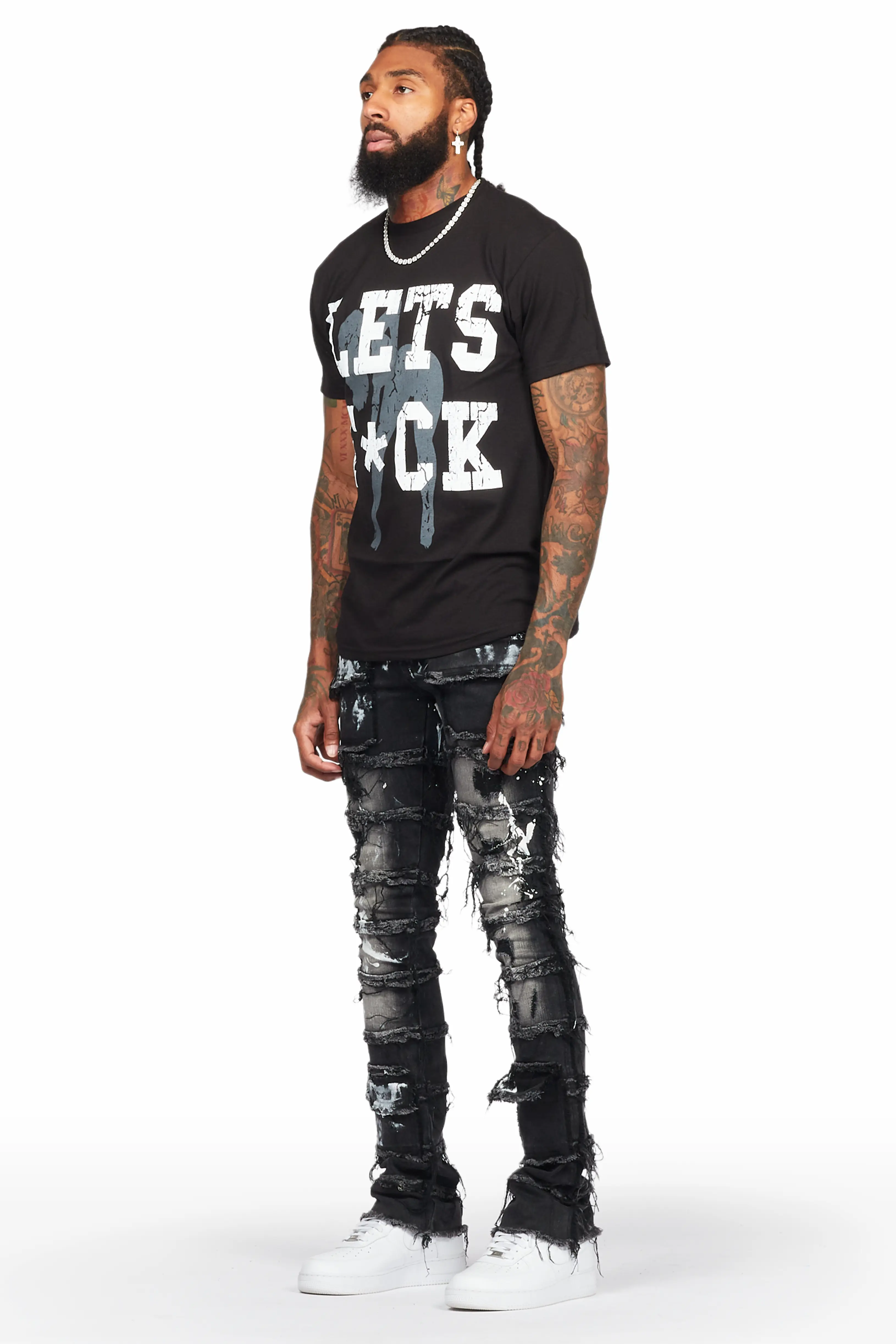 Wasi Black Painter Stacked Flare Jean - Image 6