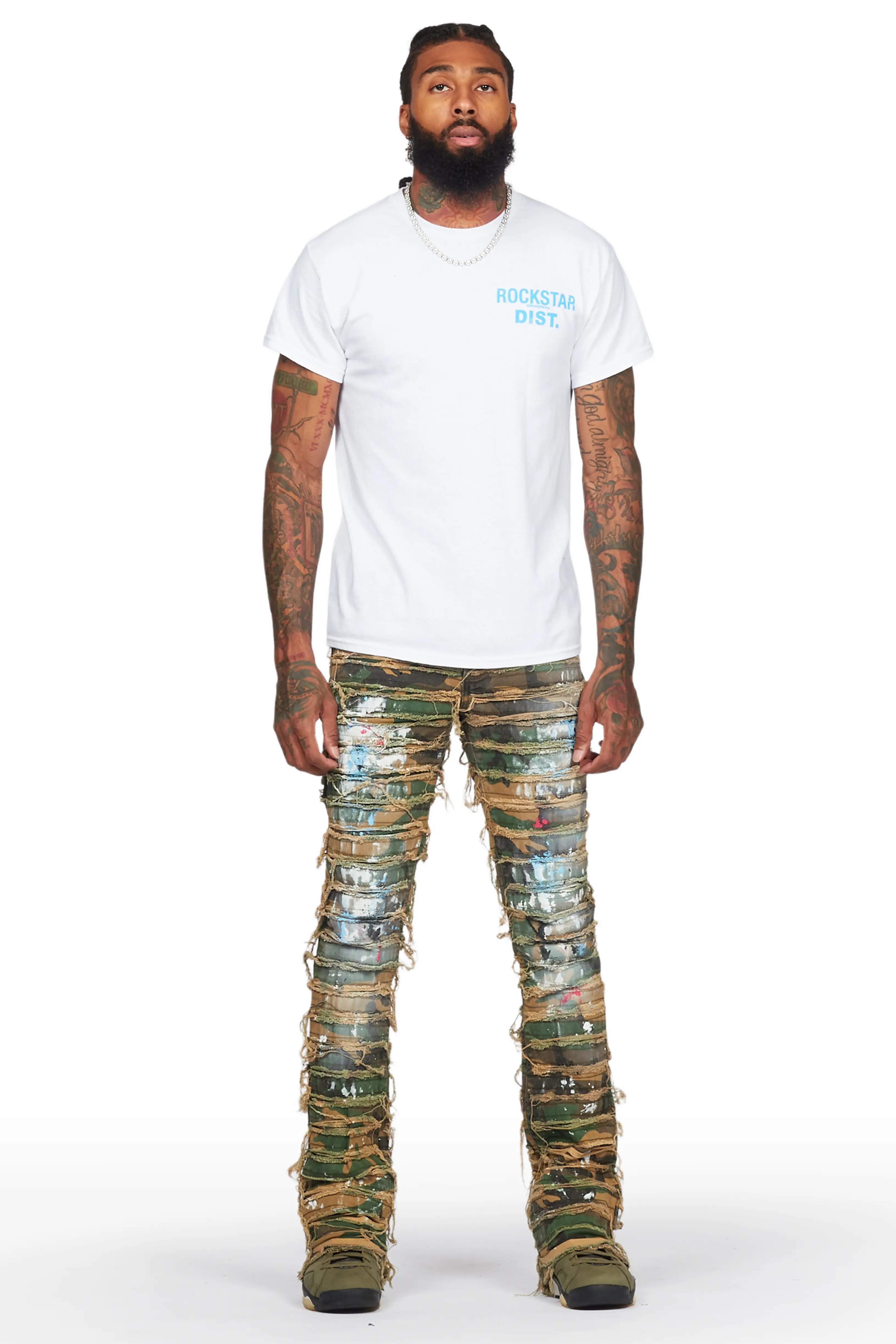Raith Faded Camo Painter Stacked Flare Jean - Image 3