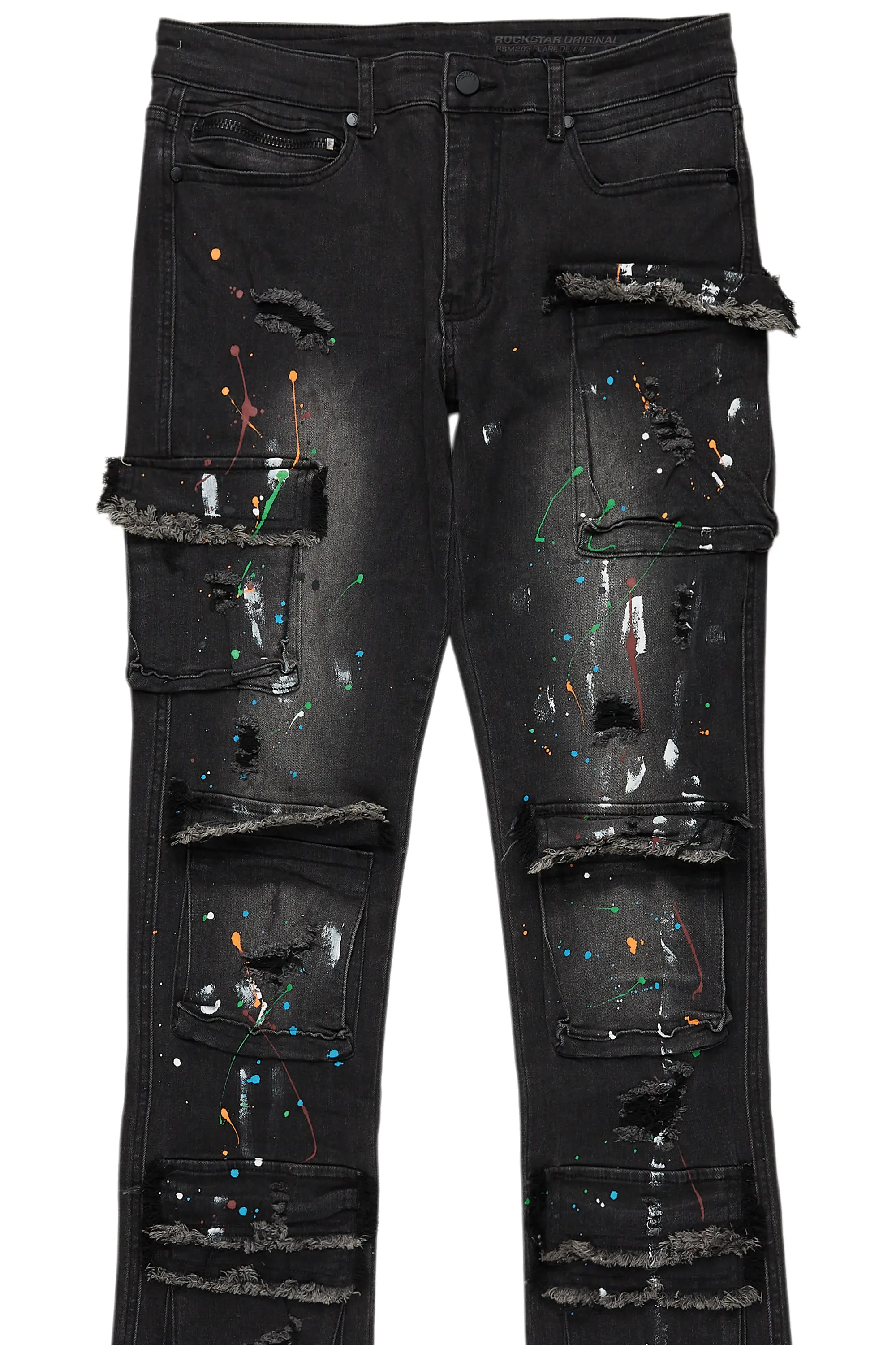 Orien Black Painter Stacked Flare Jean - Image 8