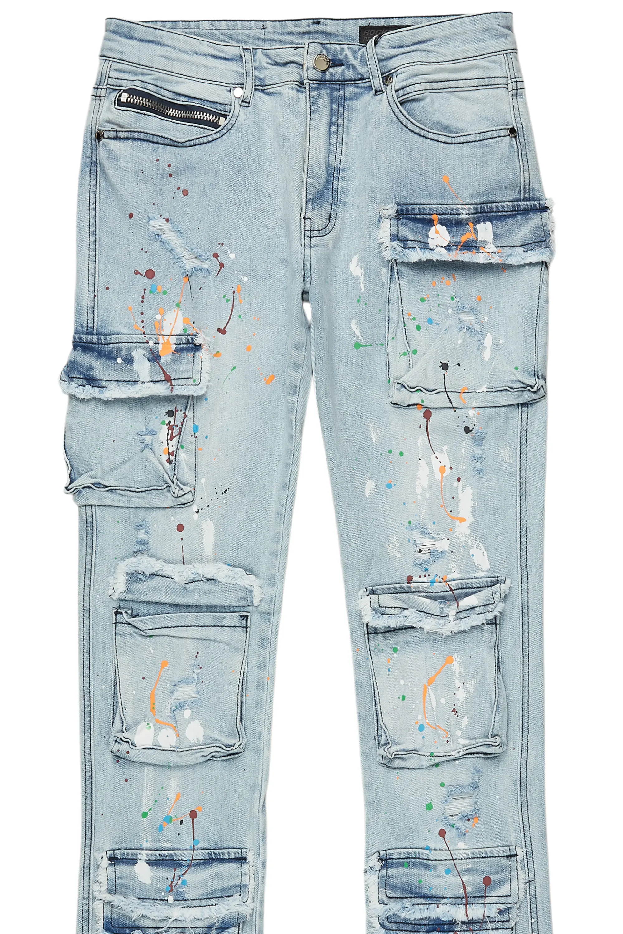Orien Blue Painter Stacked Flare Jean - Image 8