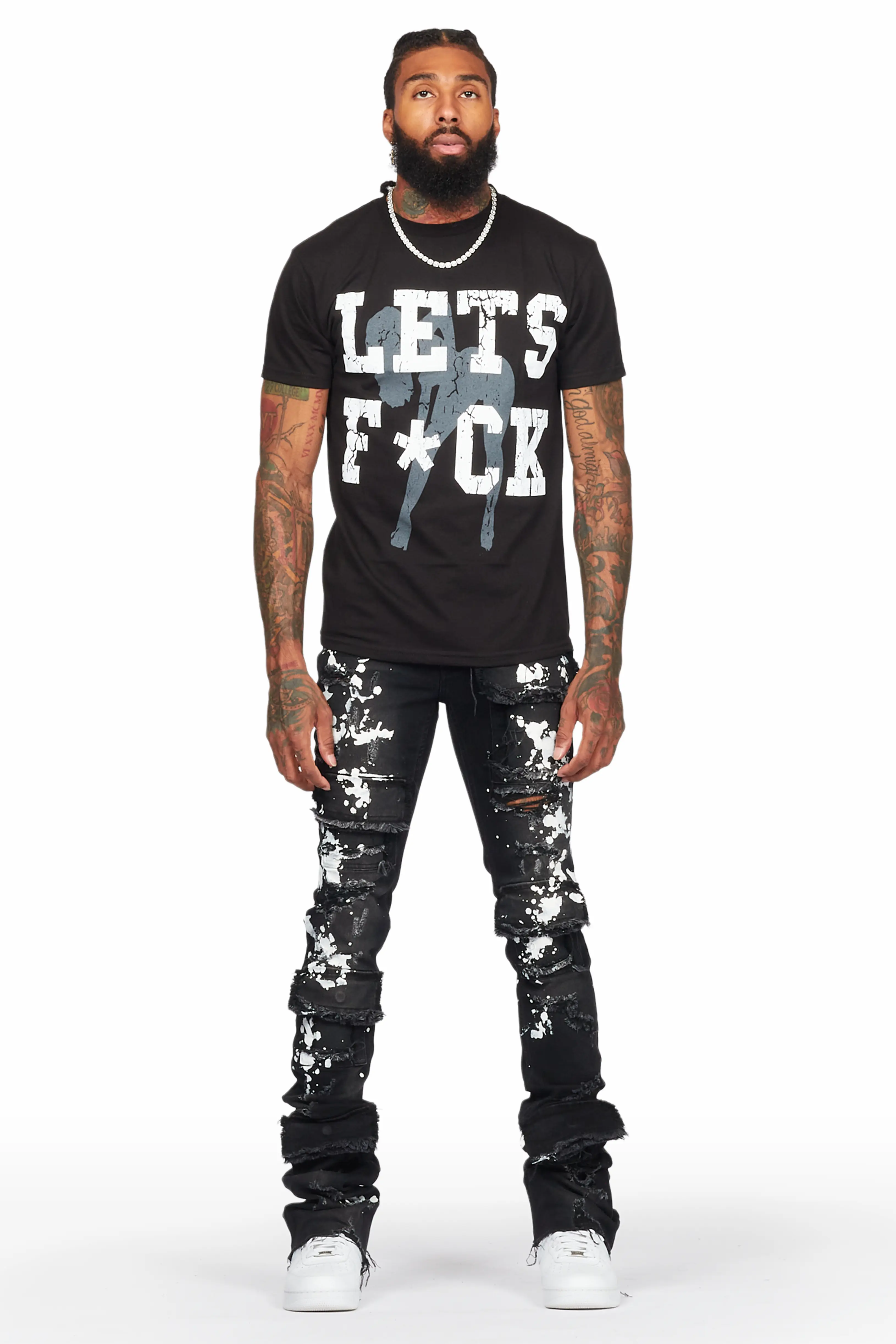 Landis Black Painter Super Stacked Flare Jean - Image 3
