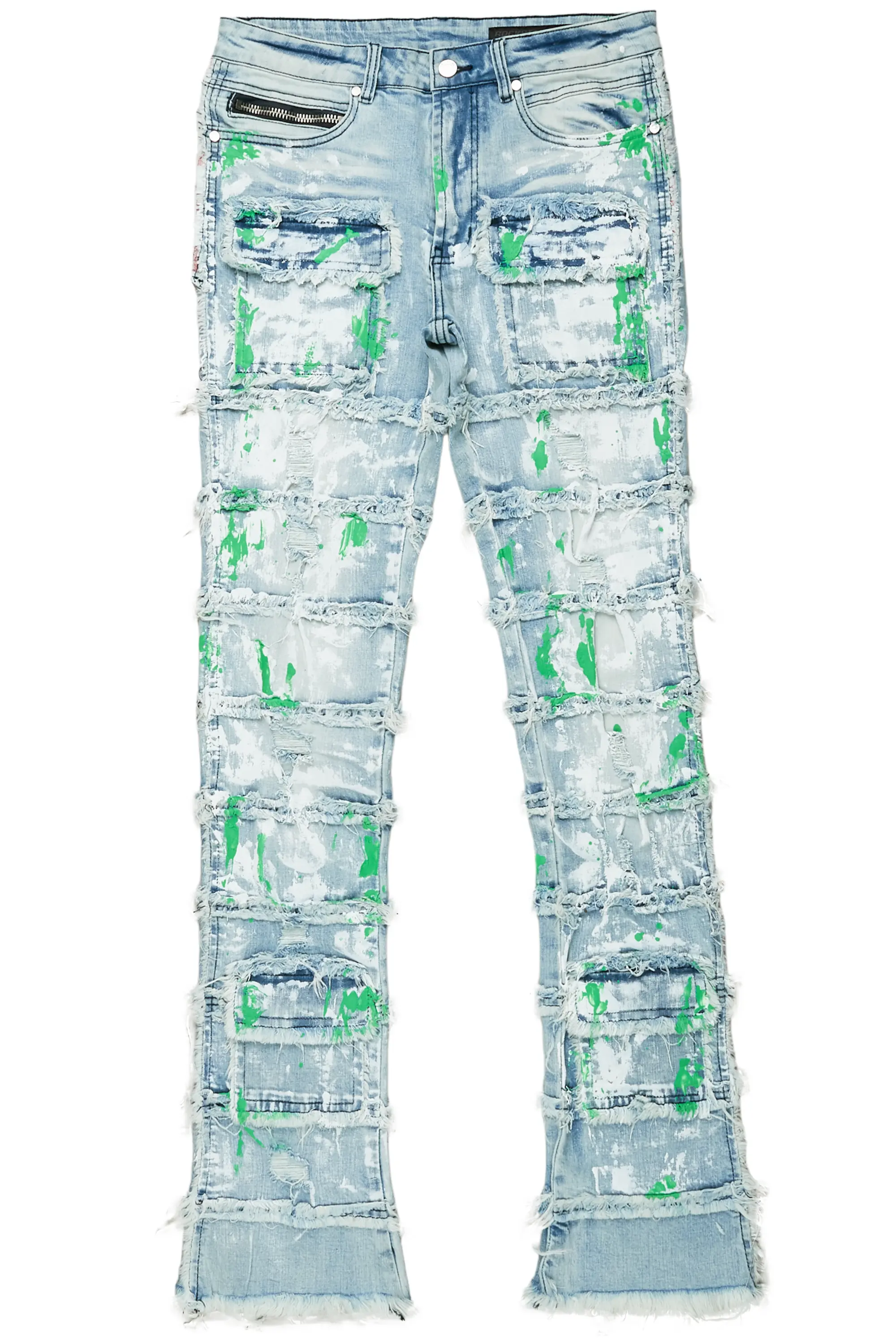 Jadin Blue Painter Stacked Flare Jean - Image 2