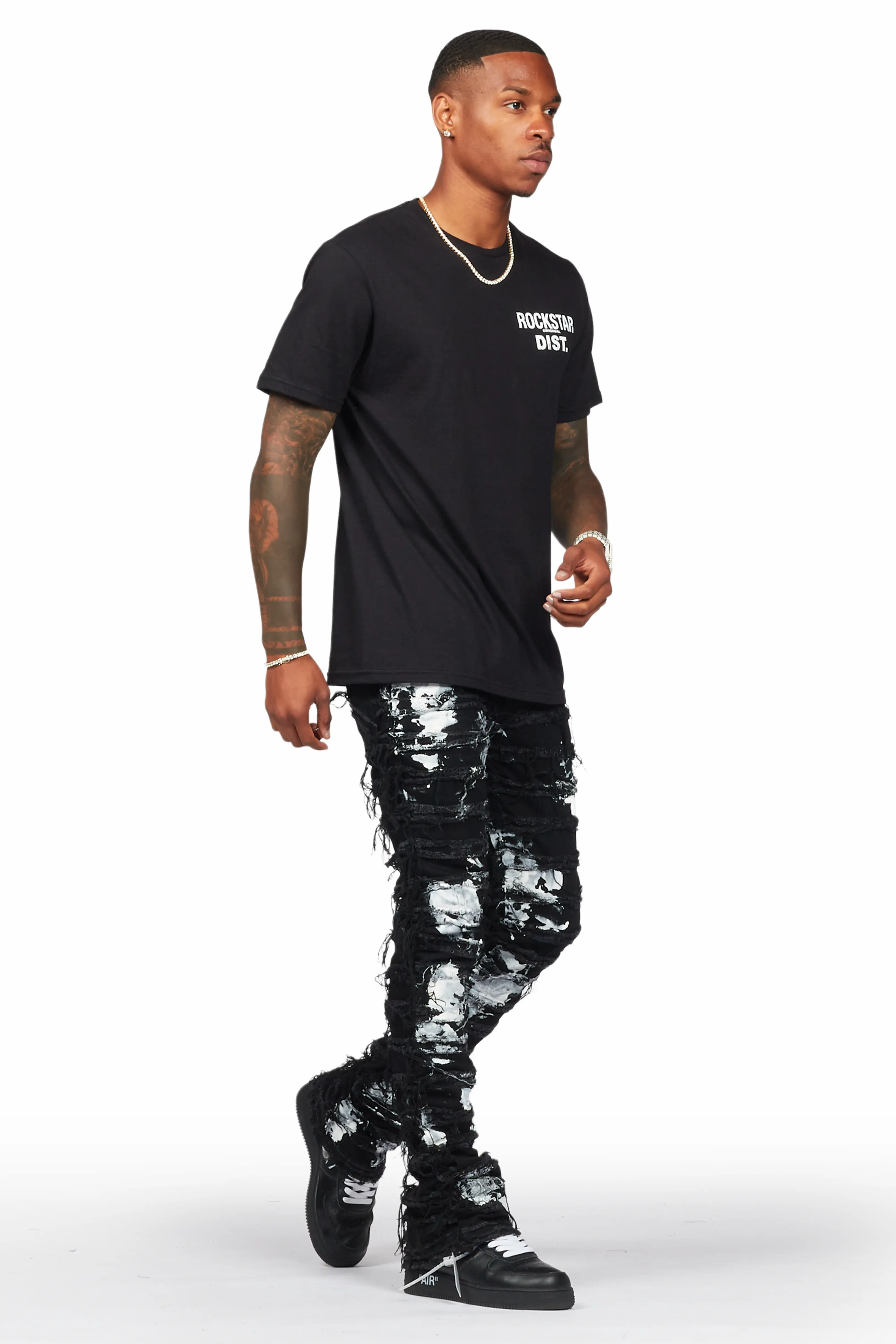 Langer Black Painter Stacked Flare Jean - Image 6