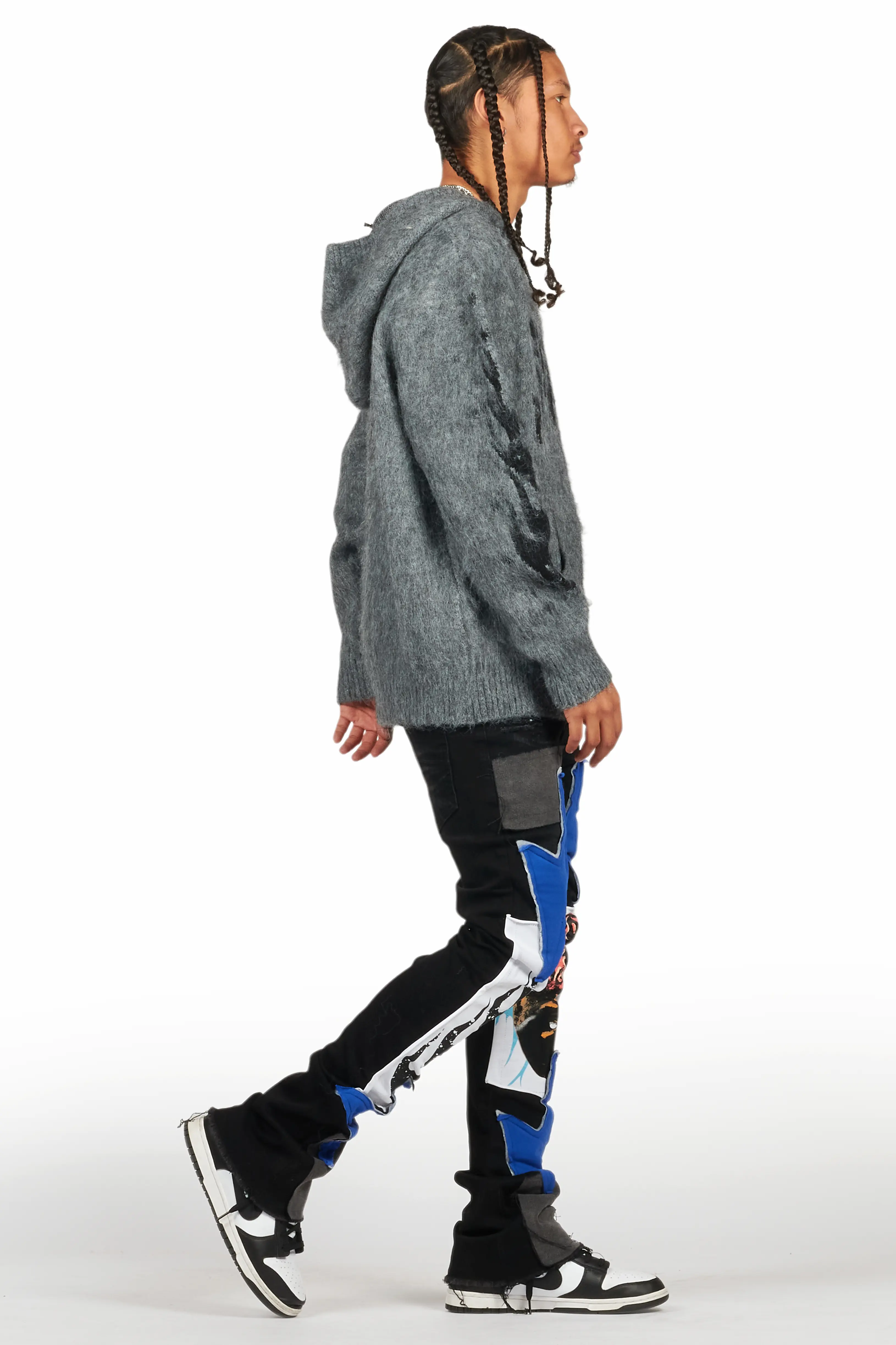 Edgar Jet Black Patchwork Stacked Flare Jean - Image 5