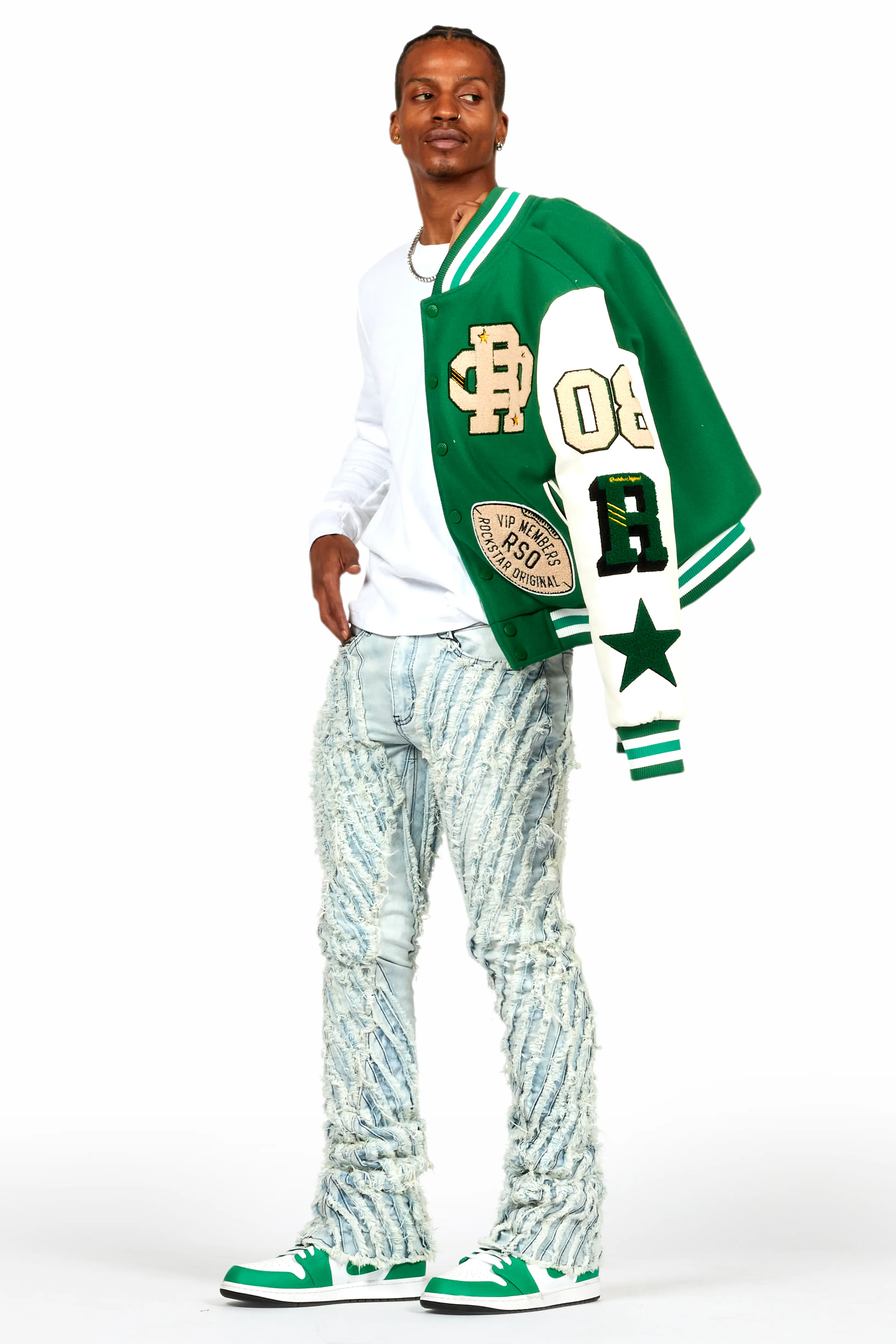 Figg Light Blue Stacked Flare Jean - Image 7