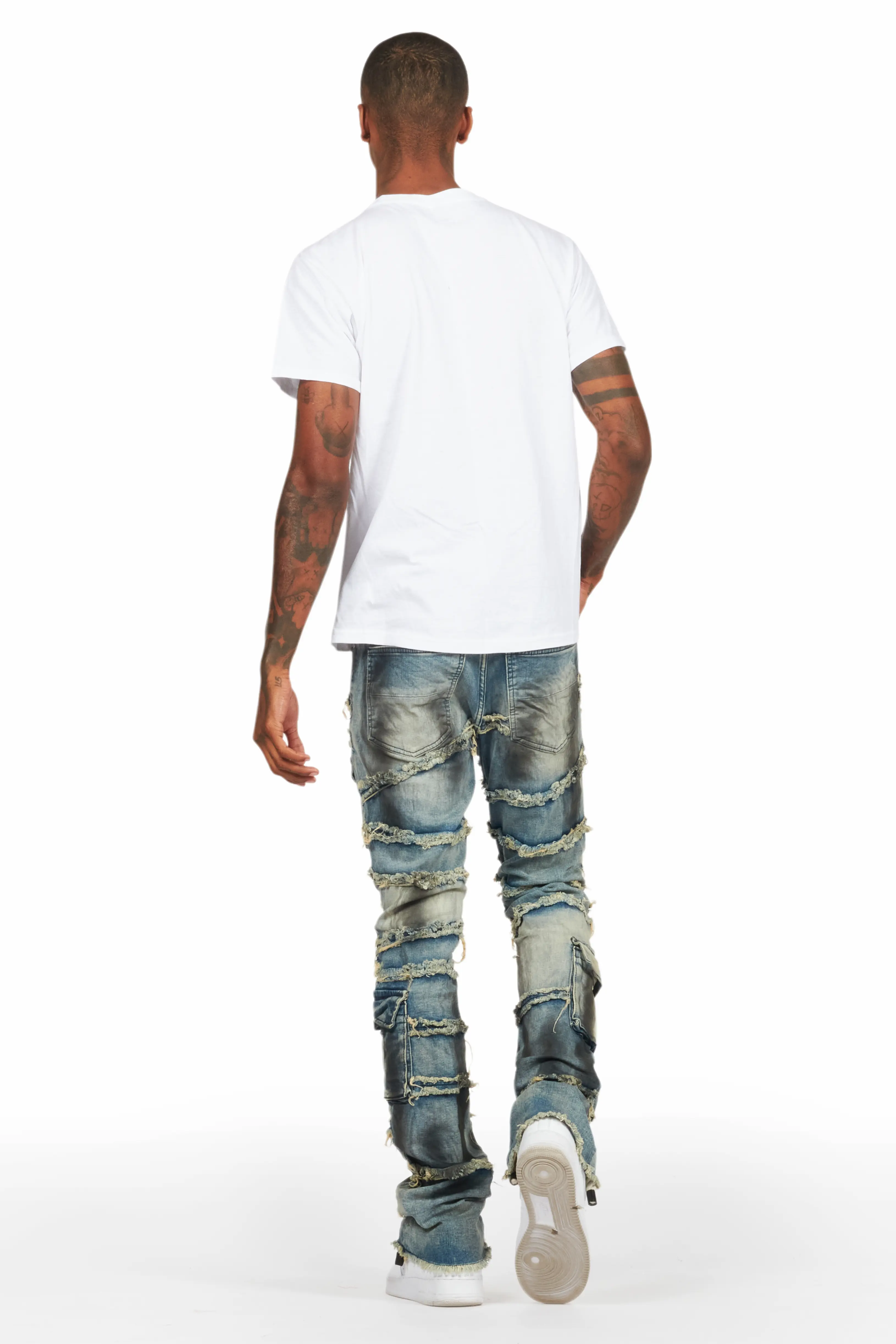 Yves Blue Stacked Flare Cargo Jean - Image 5