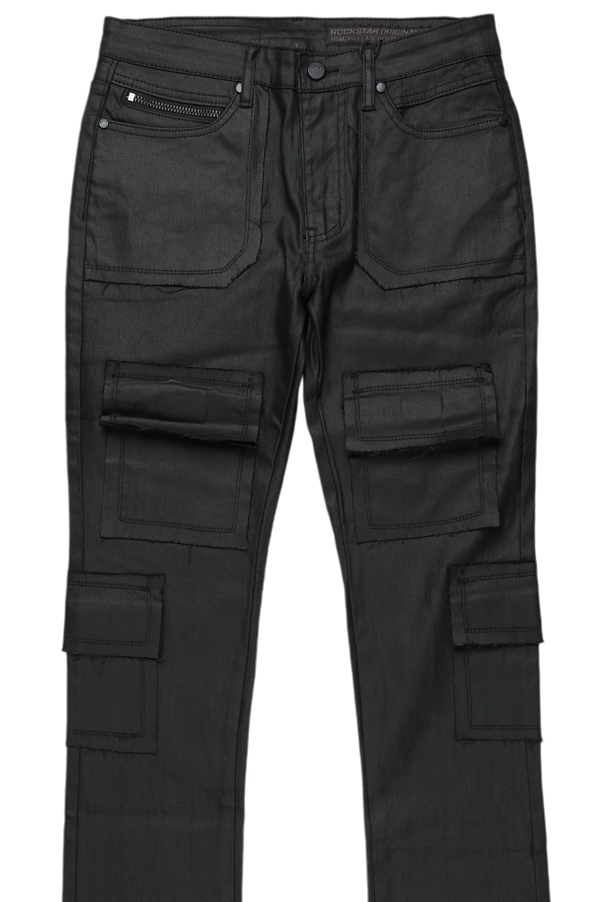 Tyrell Black Coated Stacked Flare Jean - Image 8