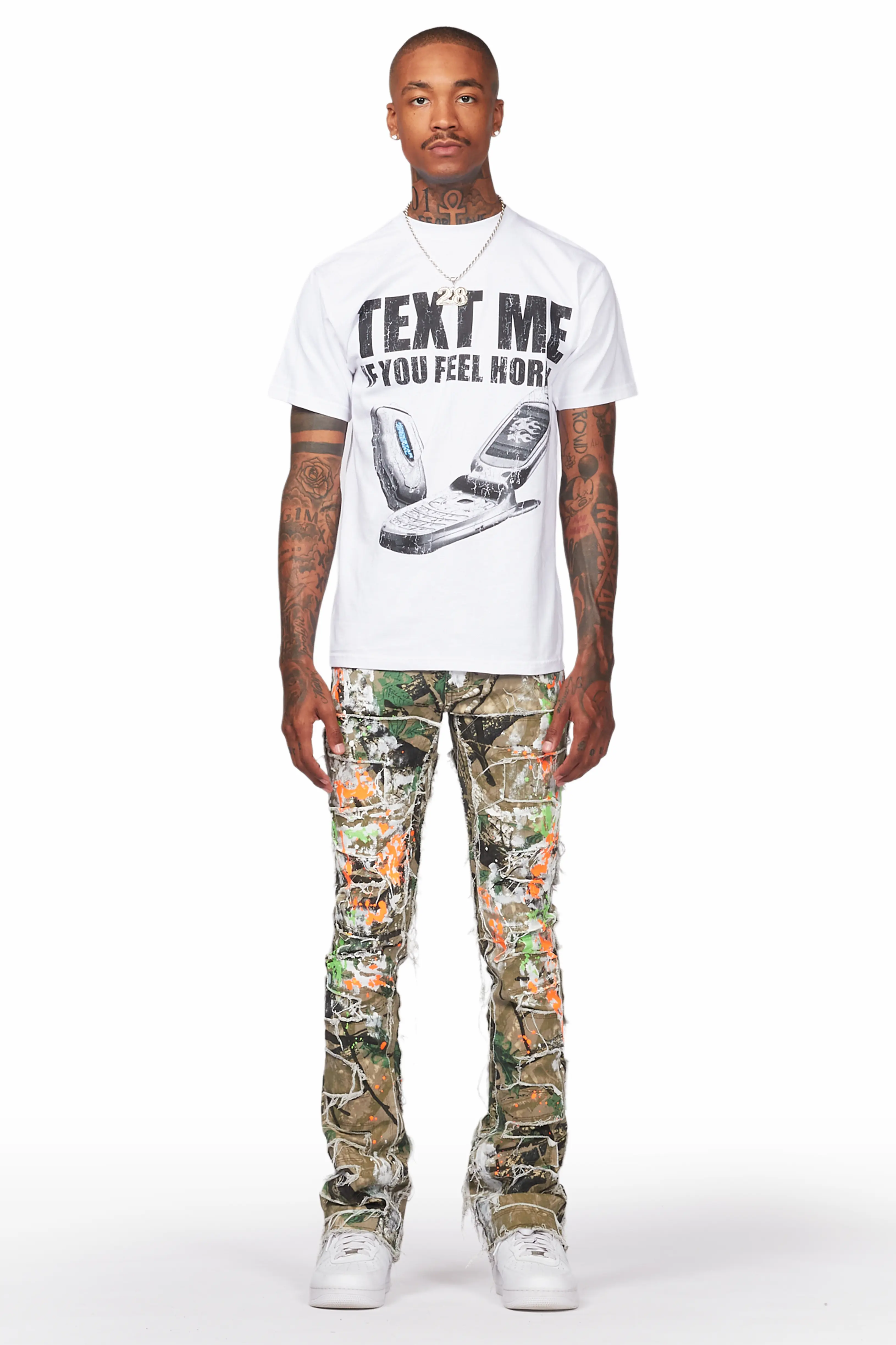 Egras Tree Camo Painter Stacked Flare Jean - Image 3