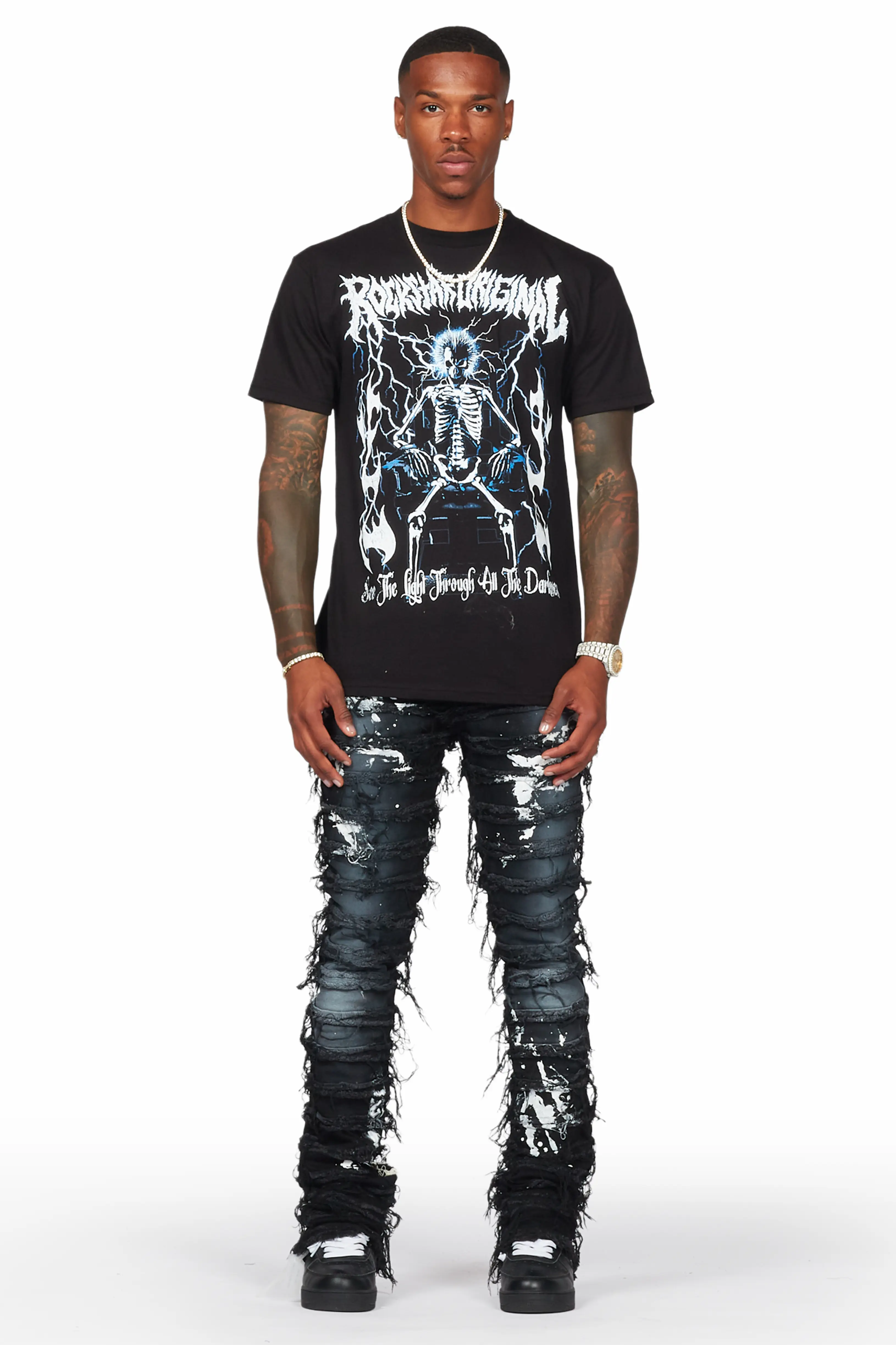 Garson Black Painter Stacked Flare Jean - Image 2