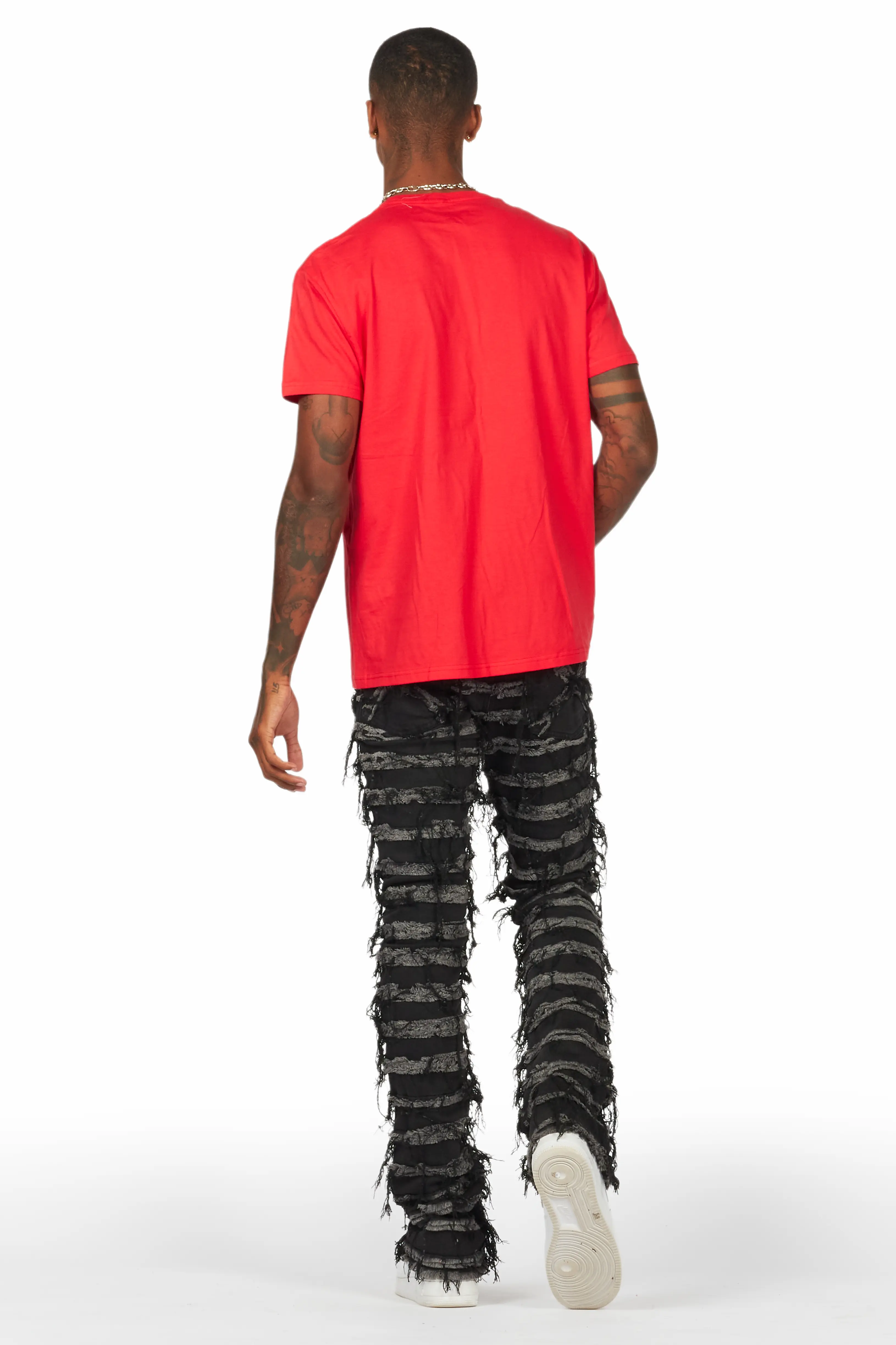 Garson Dark Grey Painter Stacked Flare Jean - Image 5